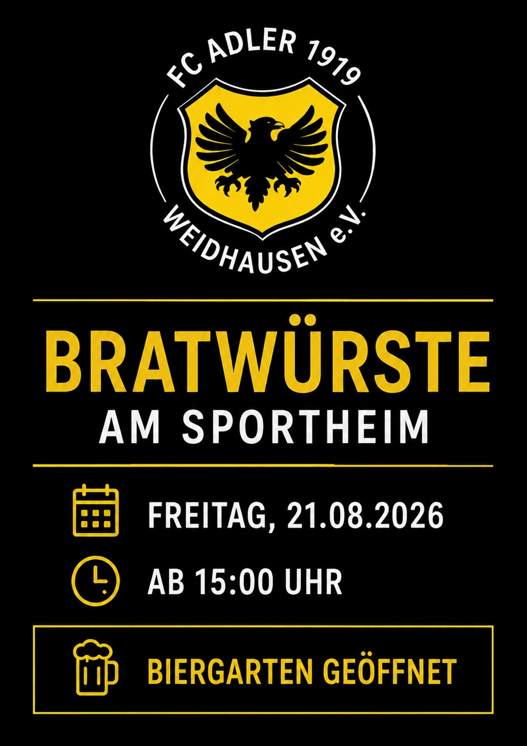 Ab 15 Uhr Bratwürste am Sportheim 