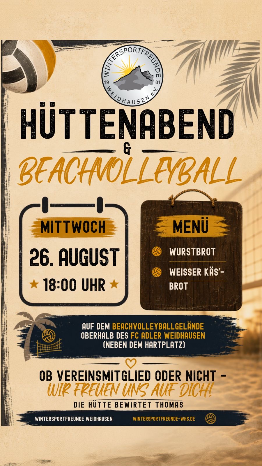 Beachvolleyball & Hüttenabend