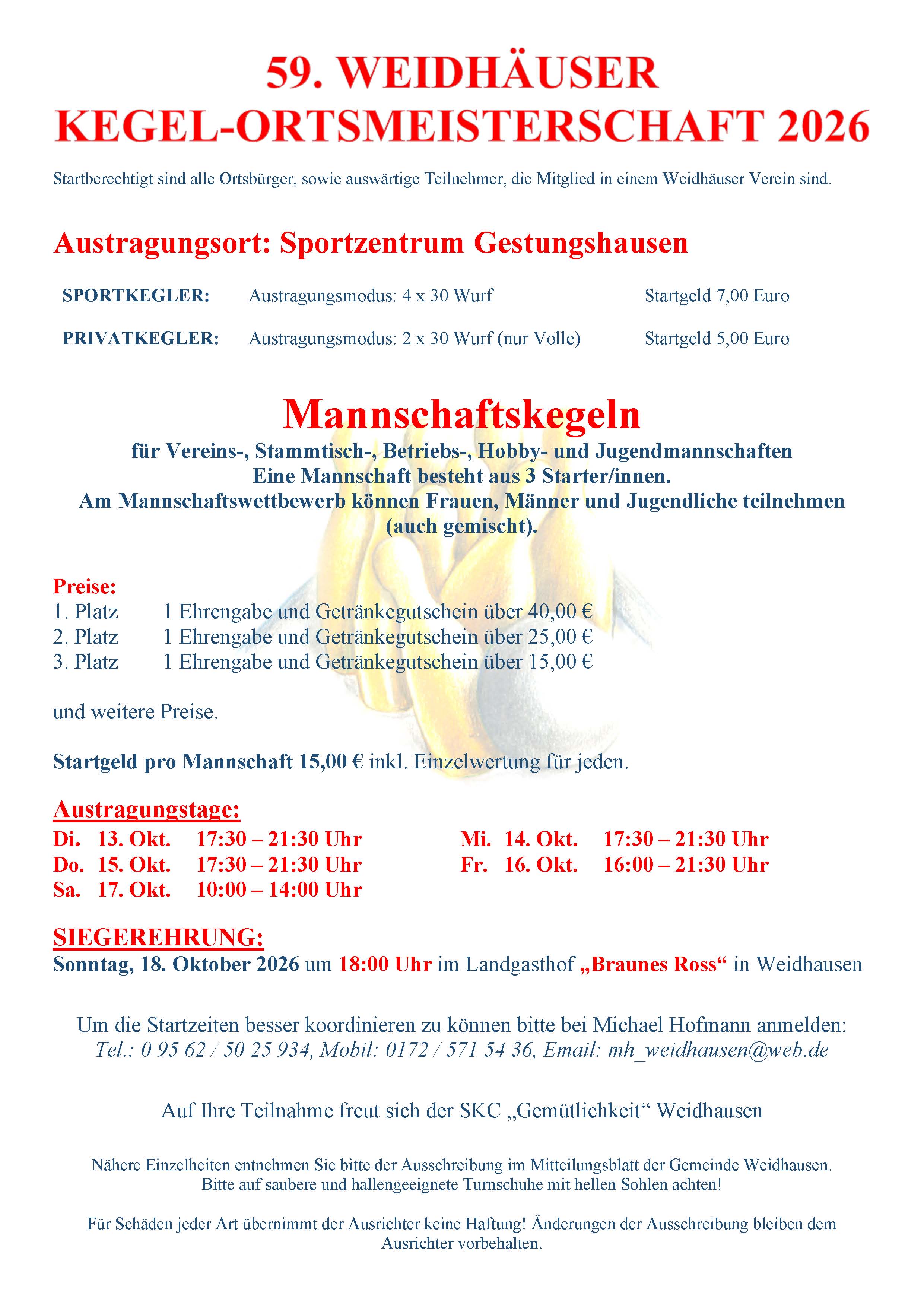 Ortsmeisterschaft im Kegeln