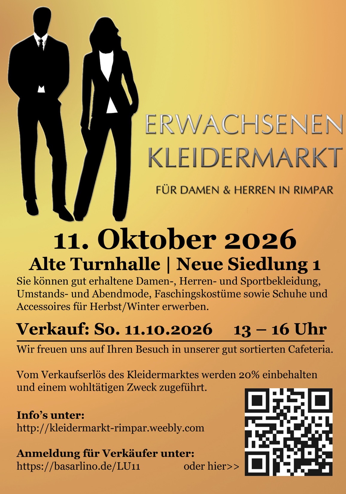 Erwachsenenkleidermarkt  für Damen & Herren  am 11.10.26