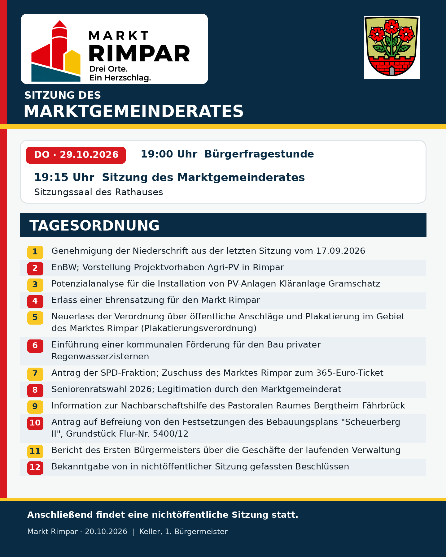 Sitzung Marktgemeinderat 
