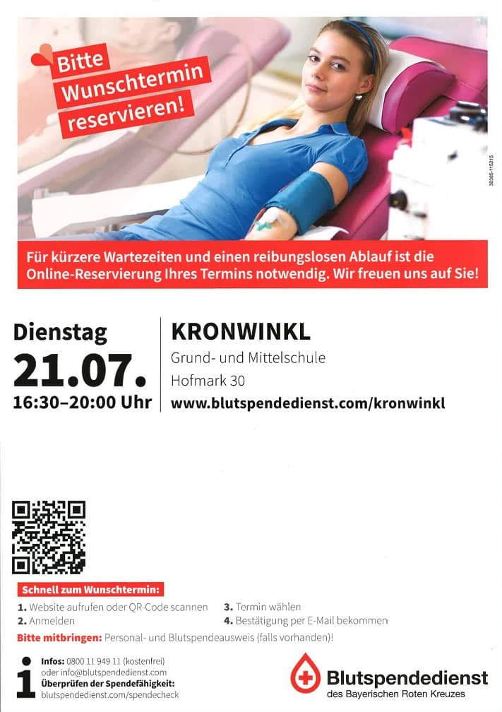 Blutspendedienst des BRK in Kronwinkl