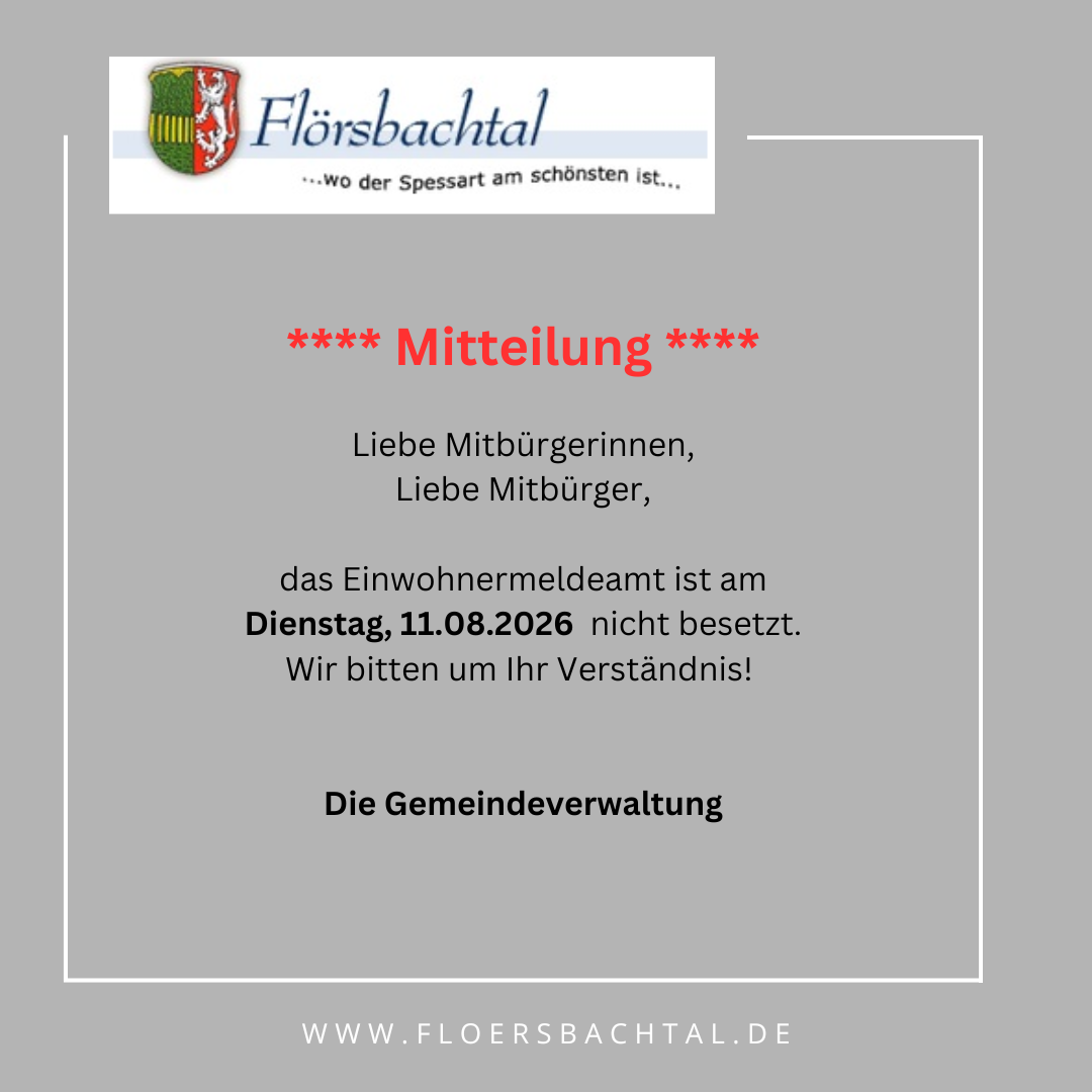 Einwohnermeldeamt am 11.08.2026 geschlossen