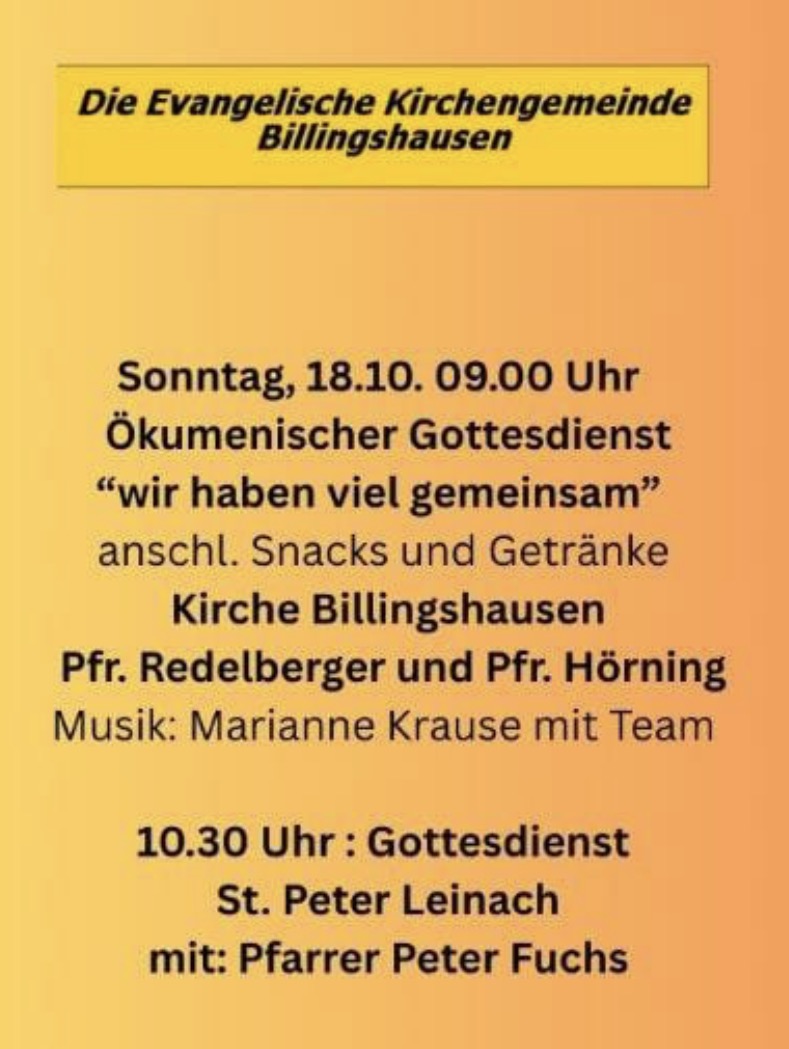 Gottesdienste am kommenden Sonntag 