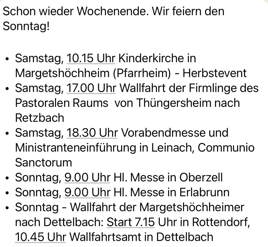 Unsere Gottesdienste am Wochenende 19. und 20 September