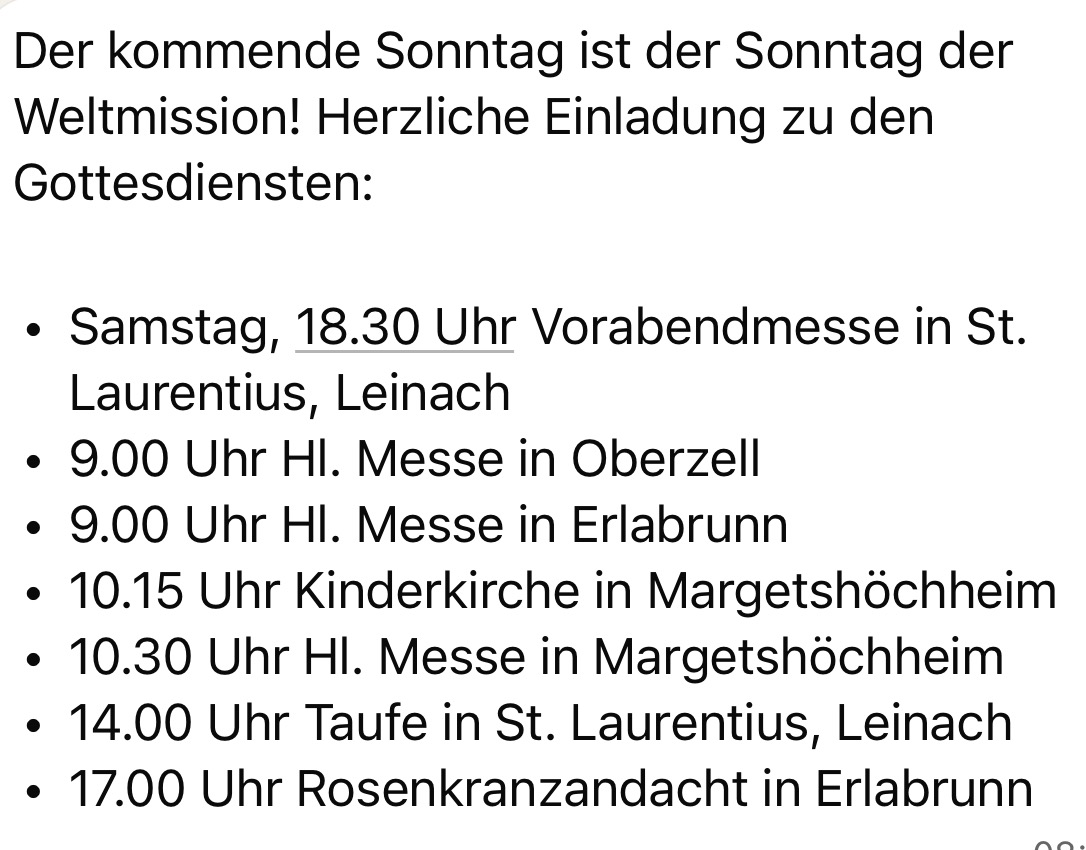 Unsere Gottesdienste am Wochenende 24. und 25. Oktober