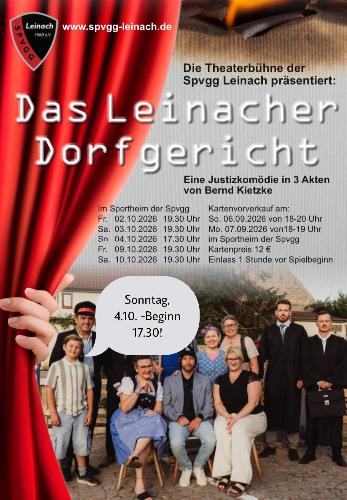 Theater am 04.10.2026 Beginn 17:30 Uhr!