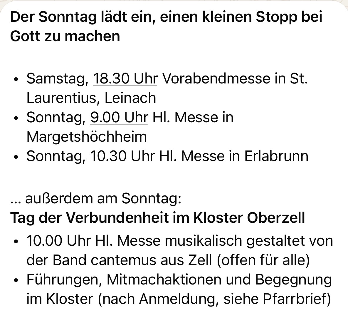 Unsere Gottesdiensten am Wochenende 26. und 27. September 
