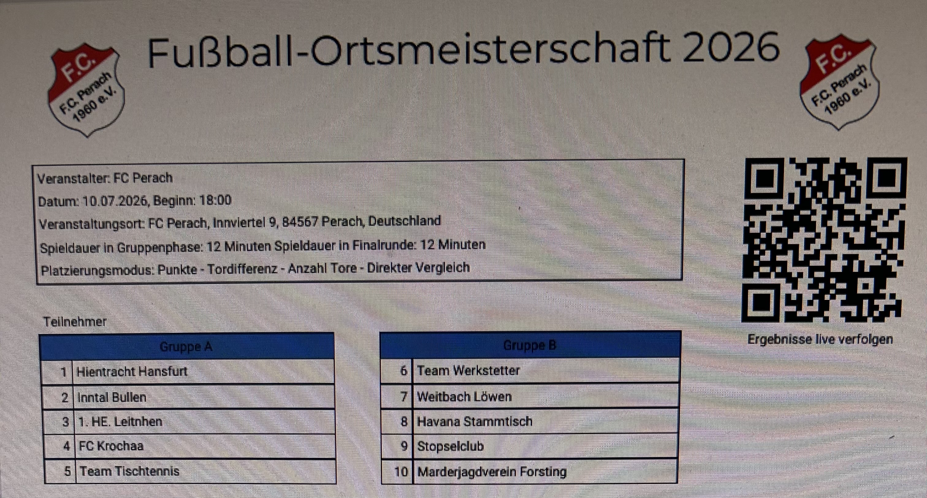 Heute Fußball Ortsmeisterschaft 