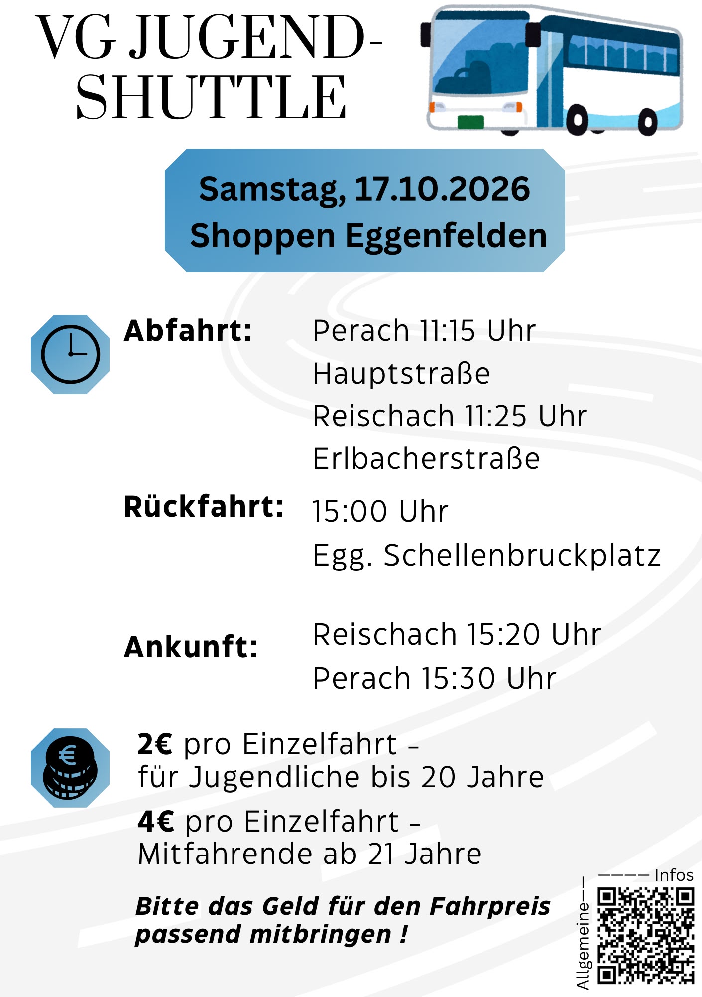 Shoppen und Bummeln mit dem Jugendshuttle: 17.10.