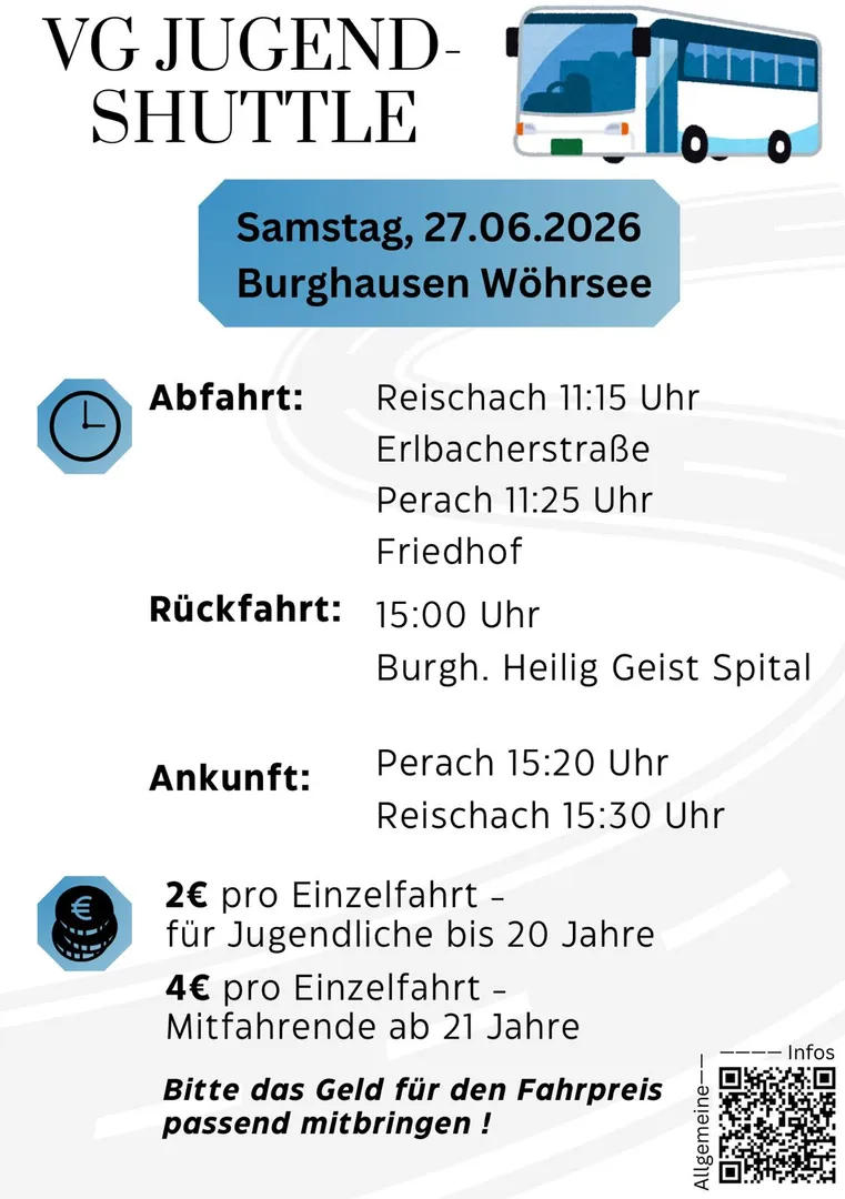 Nächste Fahrt mit dem Jugendshuttle: Auf geht´s am 27.Juni an den Wöhrsee!