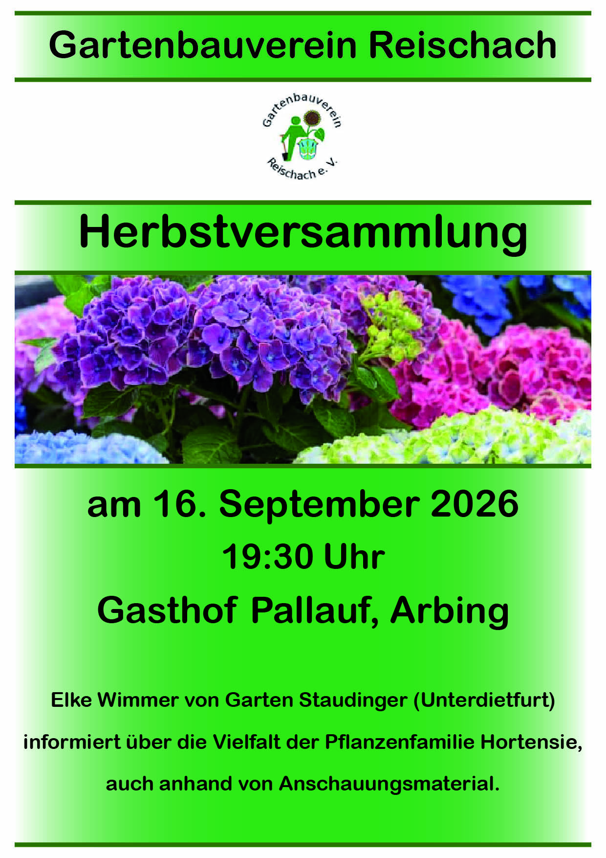 Herbstversammlung mit Vortrag zu 