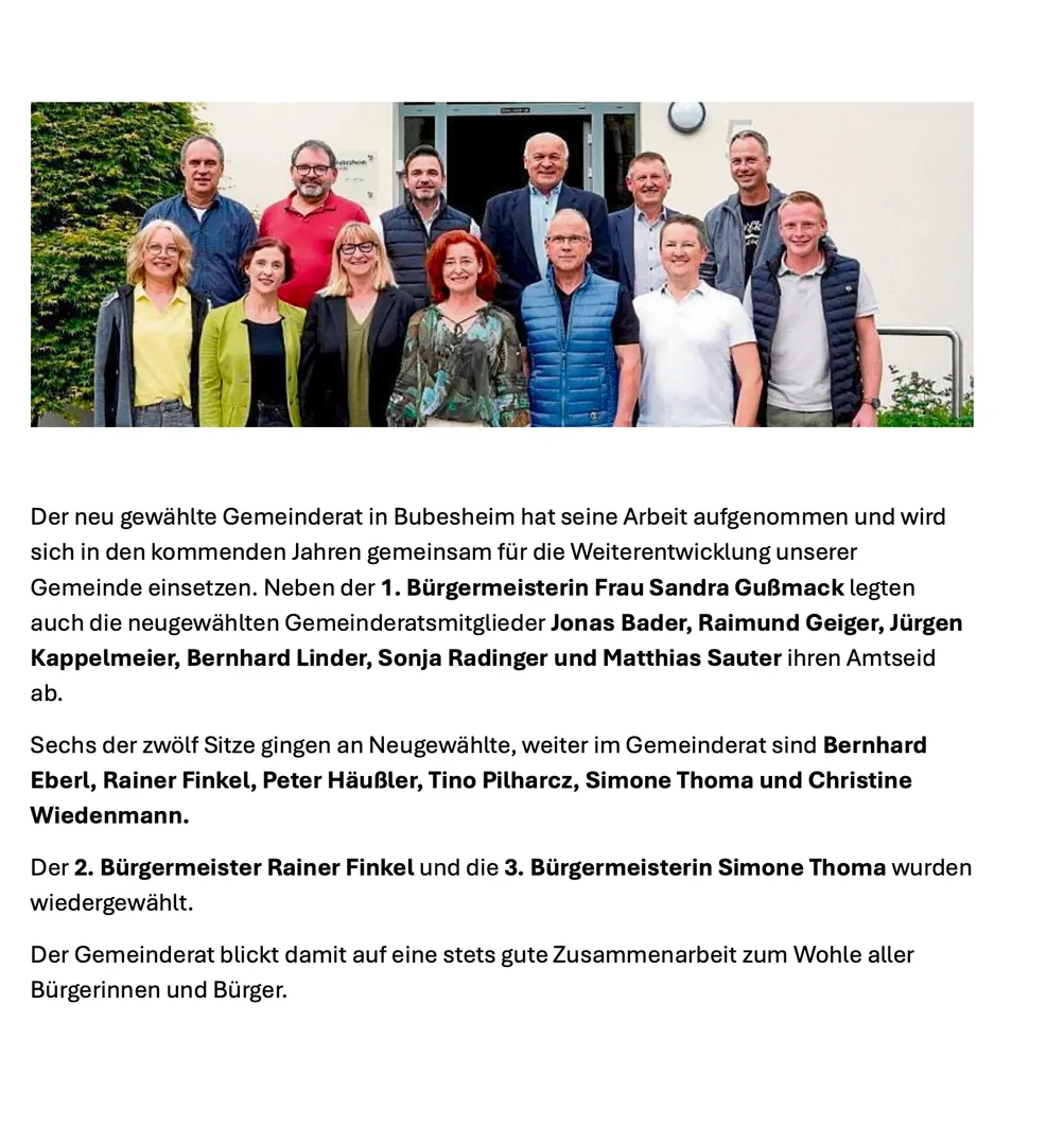 Neuer Gemeinderat Bubesheim