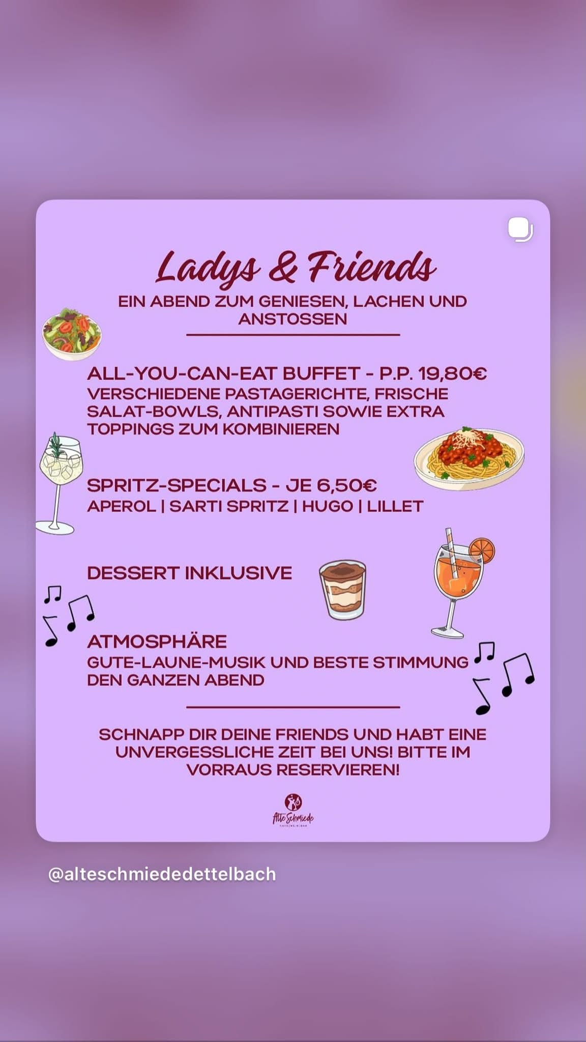 Ladies&Friends Abend findet am Donnerstag, den 30.07.2026, von 18:00 bis 21:00 Uhr statt