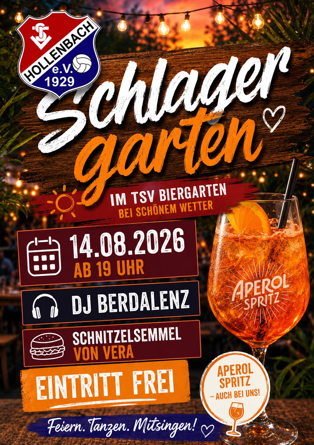 Schlagergarten im TSV Biergarten am 14.08.2026