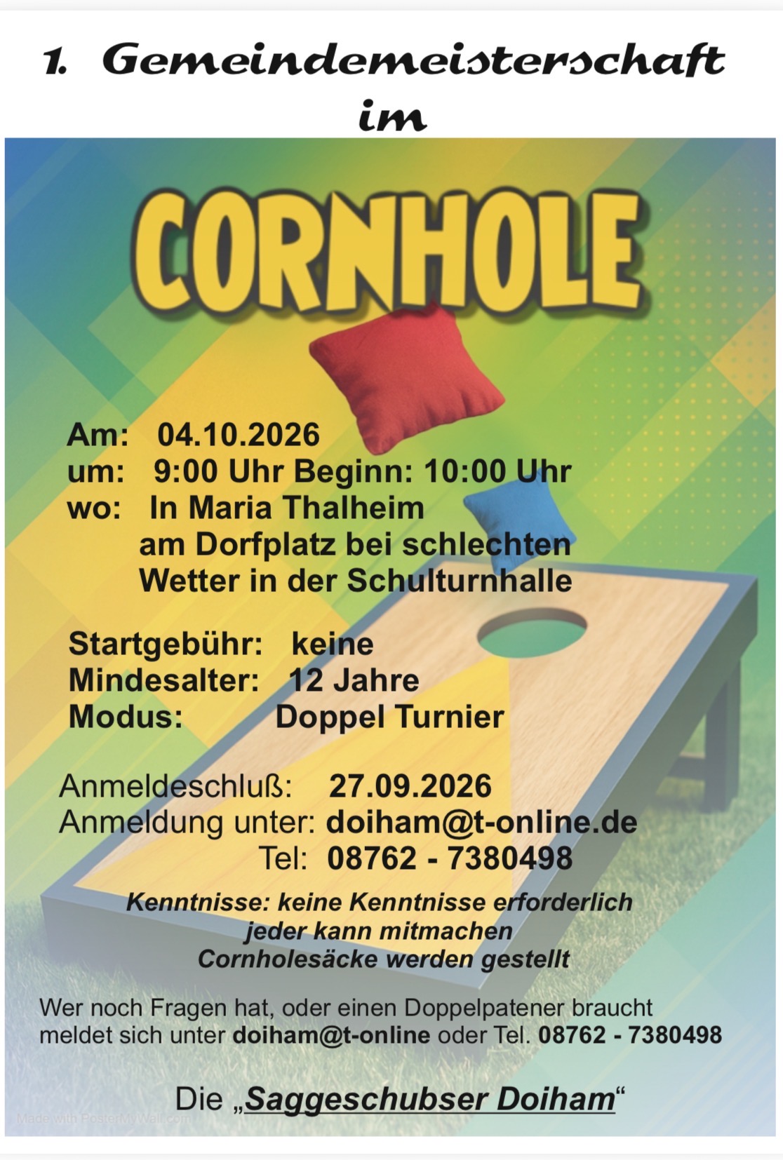 1. Gemeindemeisterschaft im Cornhole 
