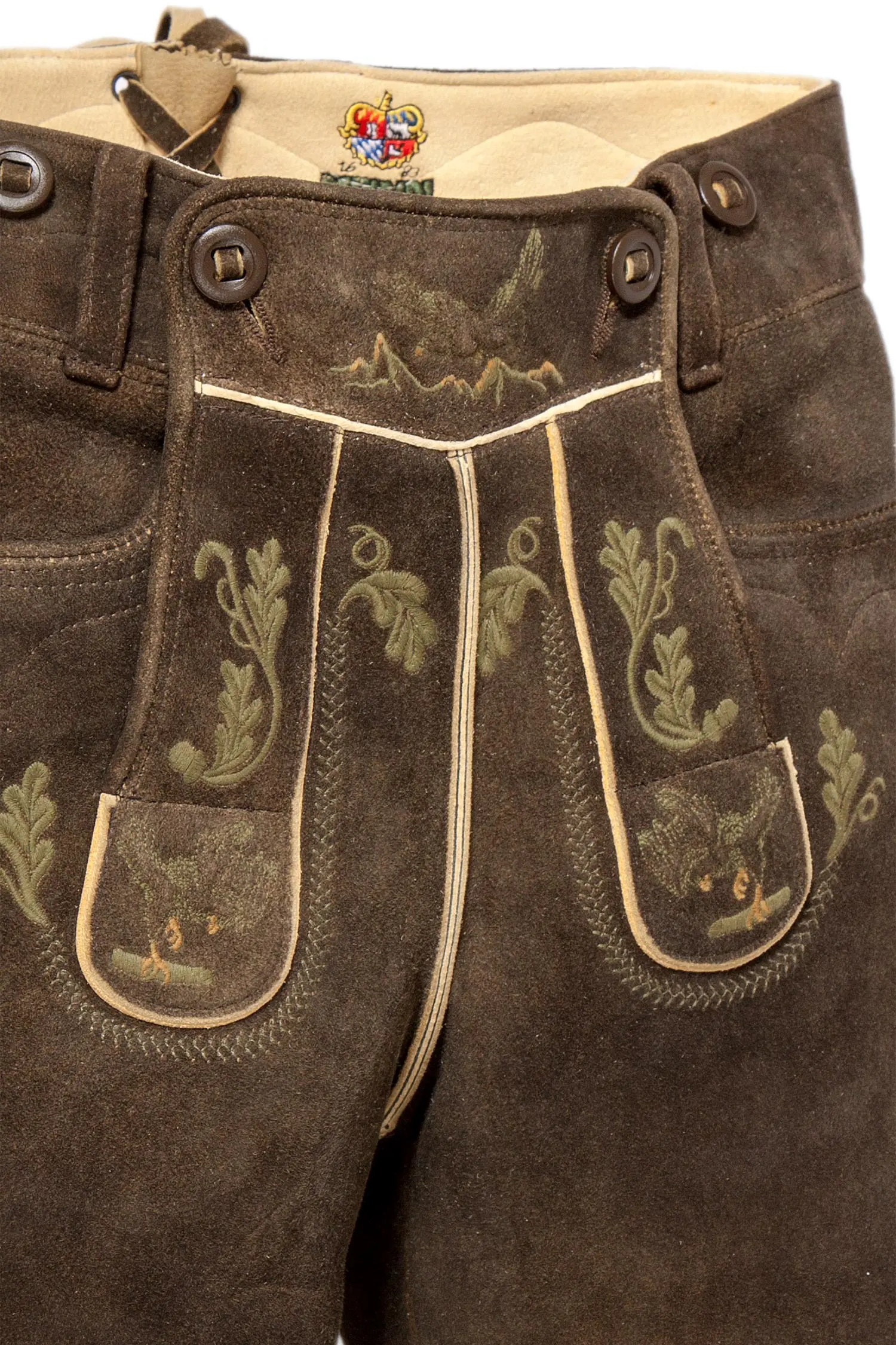 meindl-lederhose-dunkelbraun-oliv-1612-1002-ba7-19-09b-9249-b Meind Lederhose Grafenstein in ahorn und oliv Latz