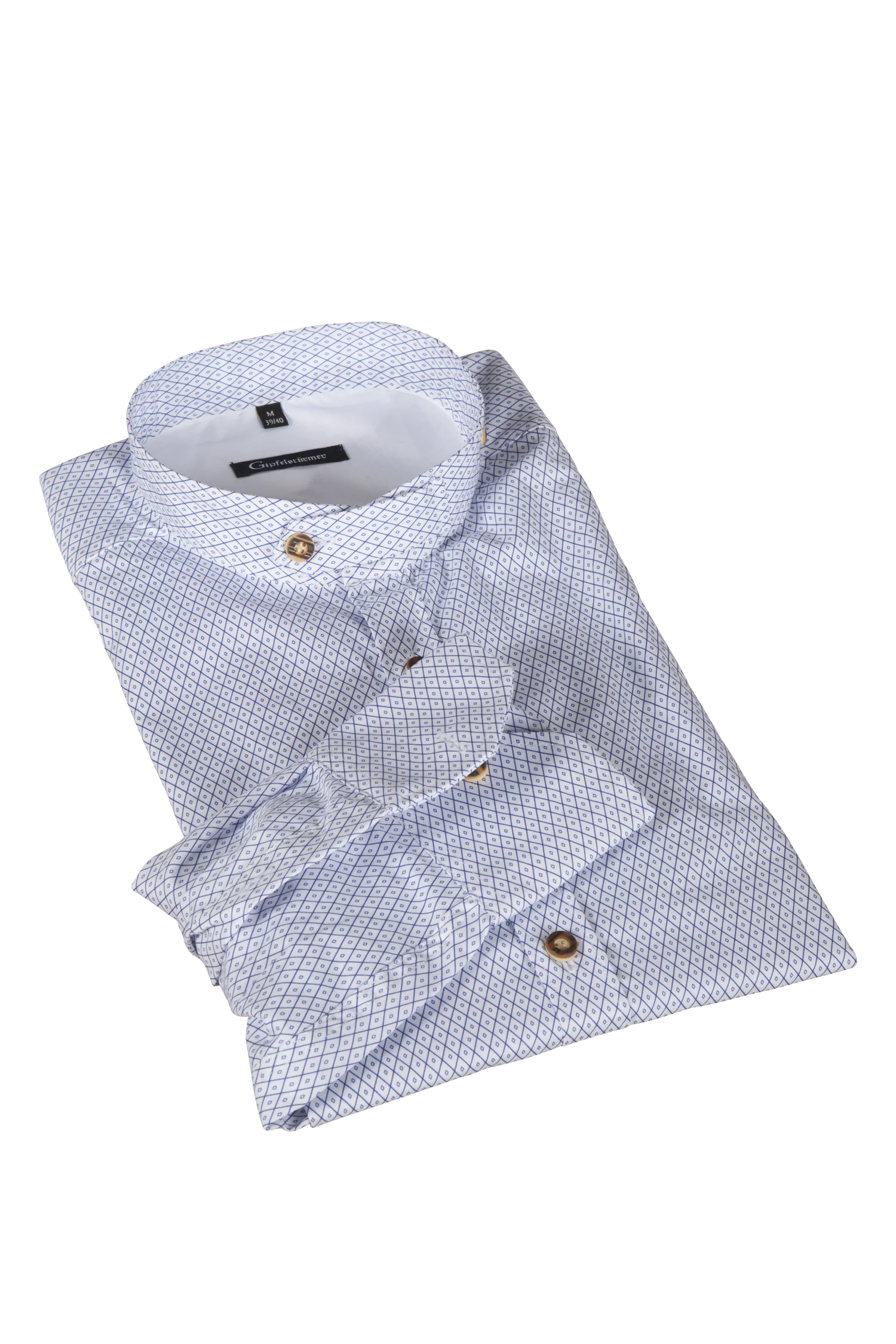 Trachtenhemd in weiß mit blauem Muster