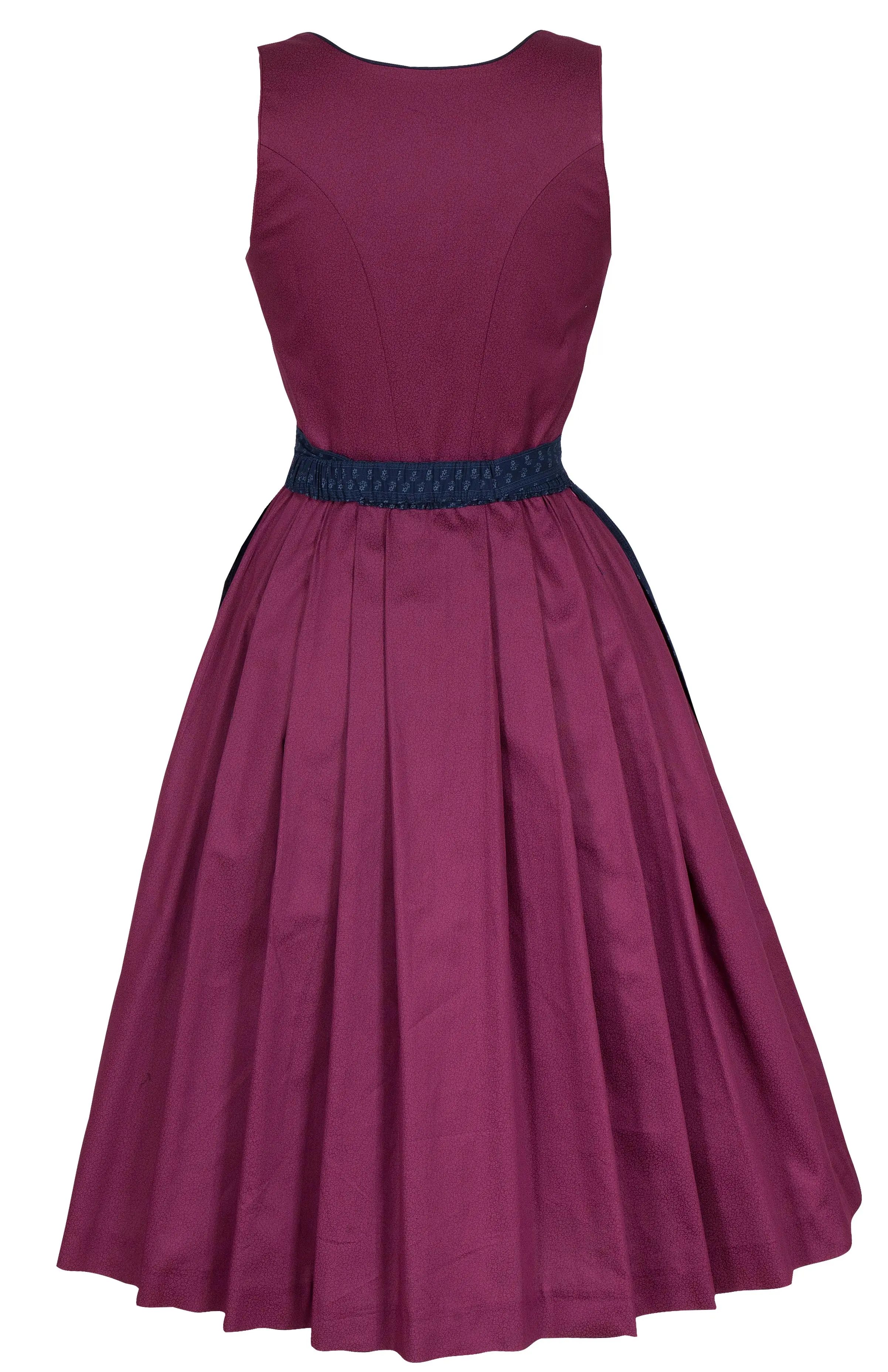 Baumwolldirndl in beere und dunkelblau hinten
