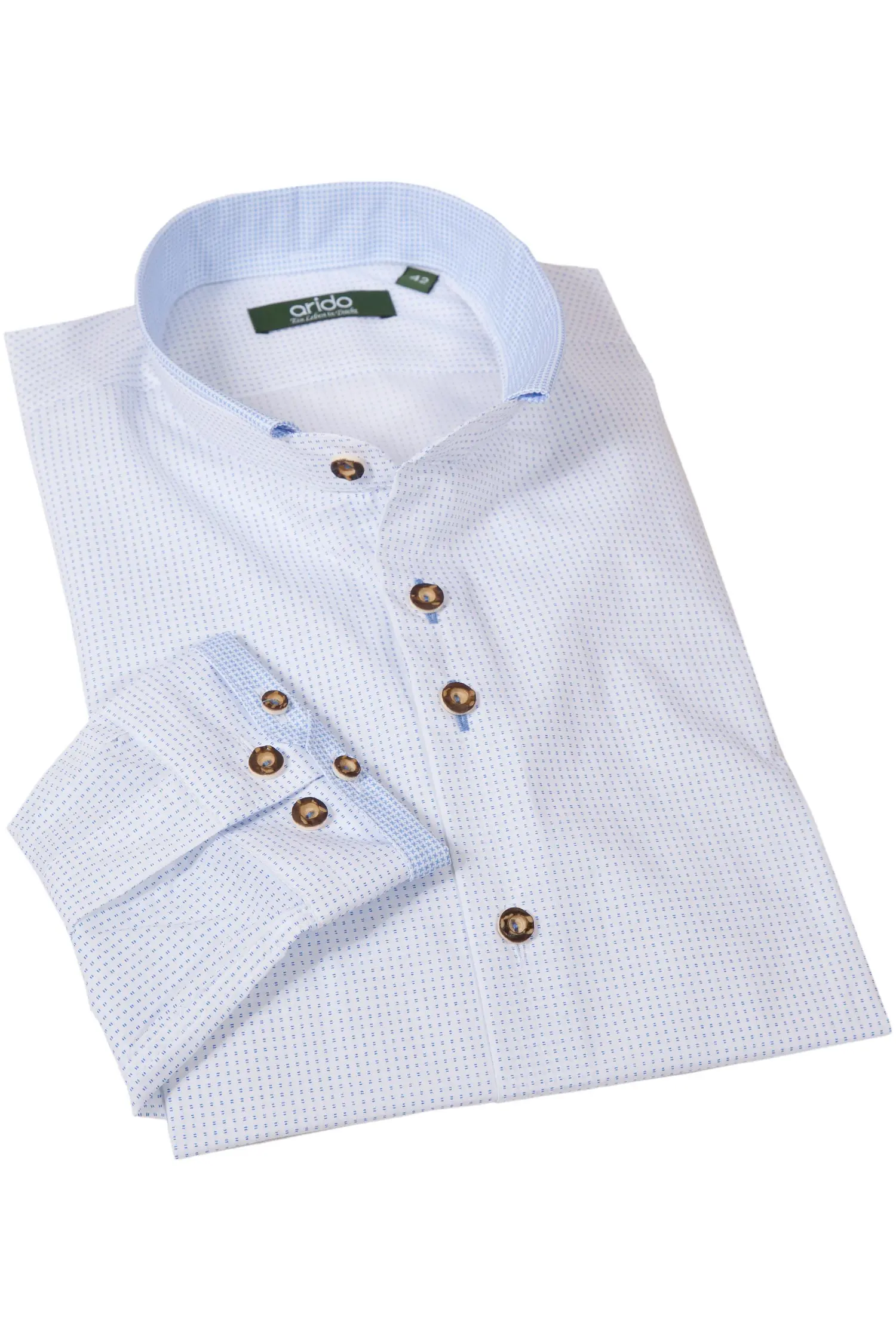 arido Trachtenhemd modern in weiß mit blauem Muster 