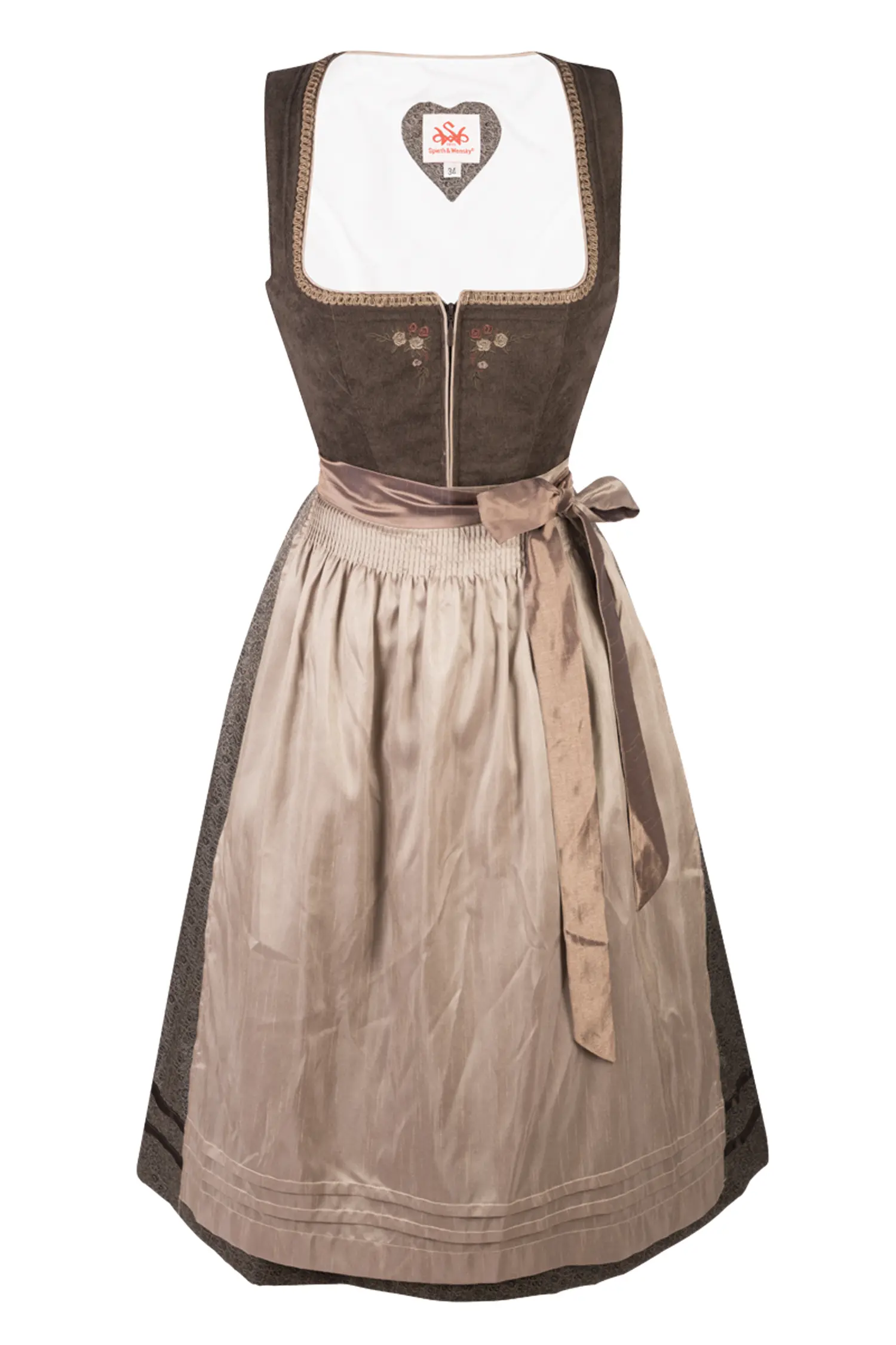 Dirndl Beatrice dunkelbraun mit Mieder in Cordoptik