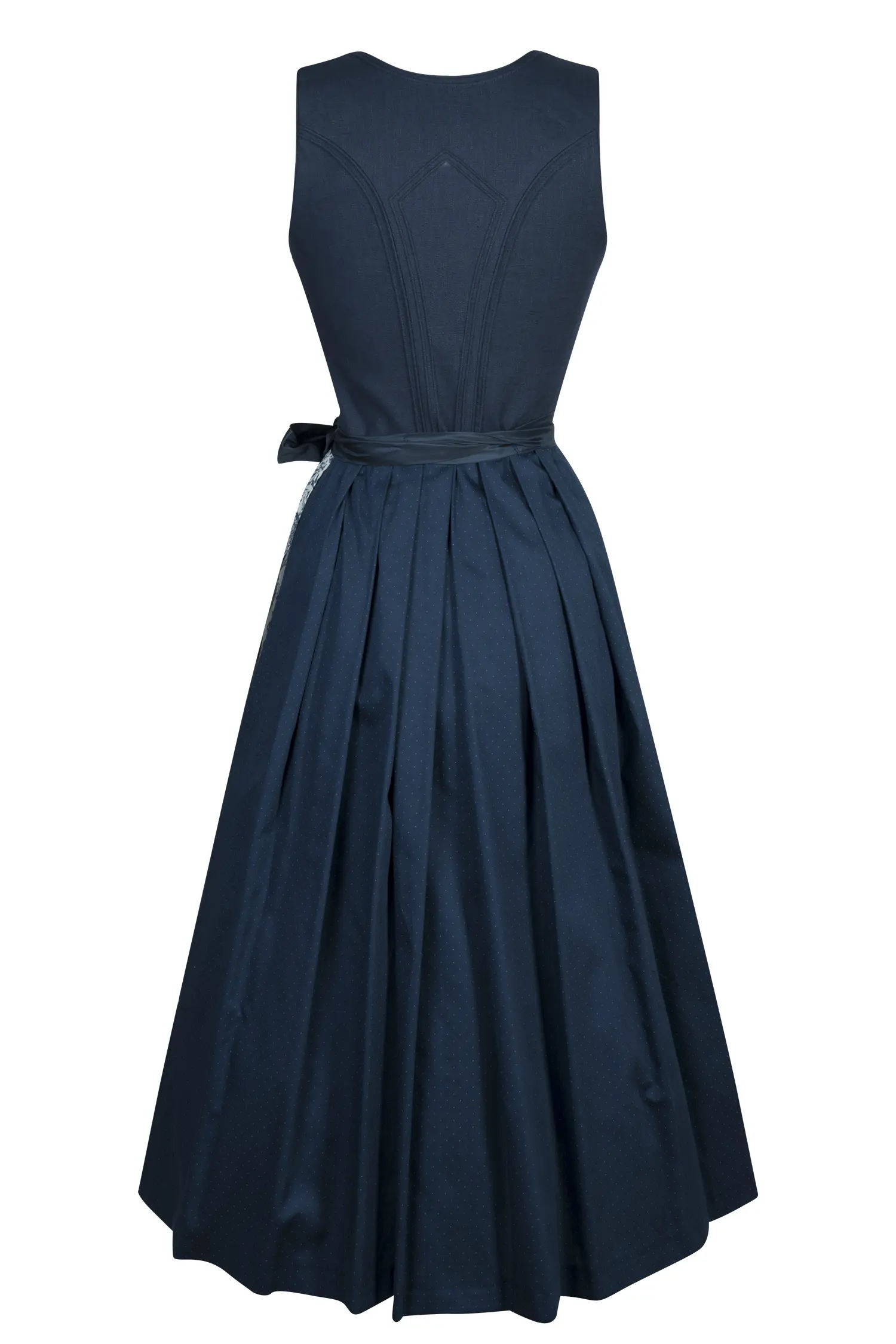 Dirndl Elisa in dunkelblau mit Leinenmieder - Rückansicht