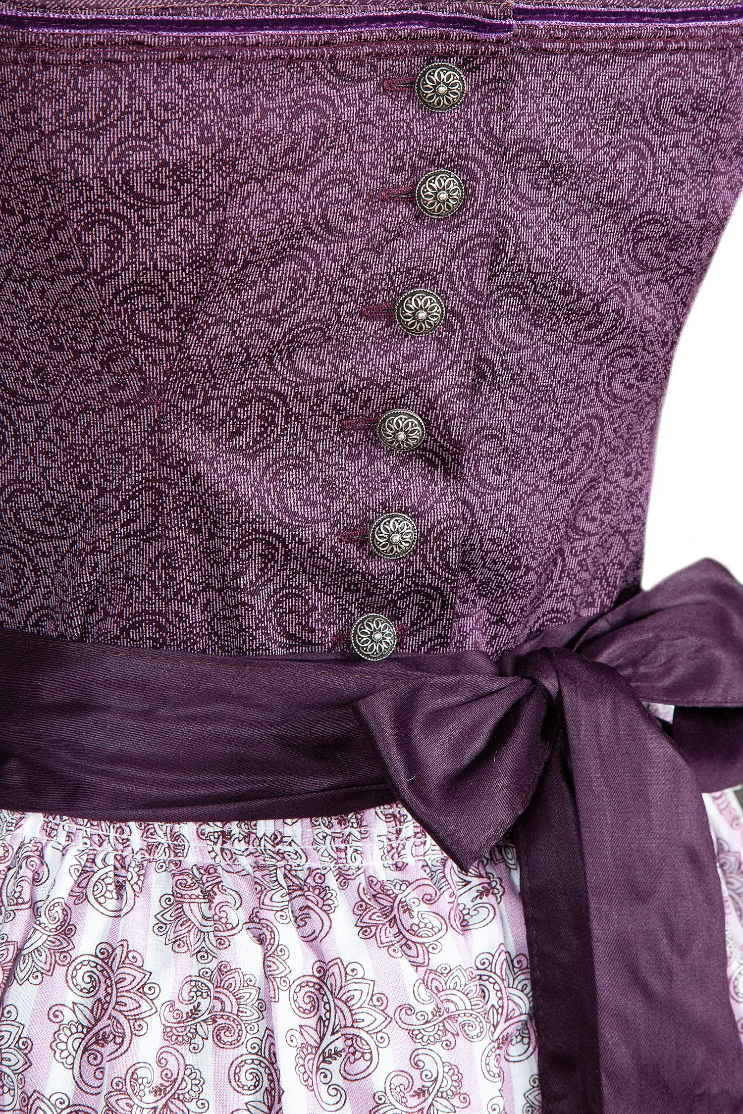 Dirndl in lila mit Ornamentenmuster - Detail Mieder