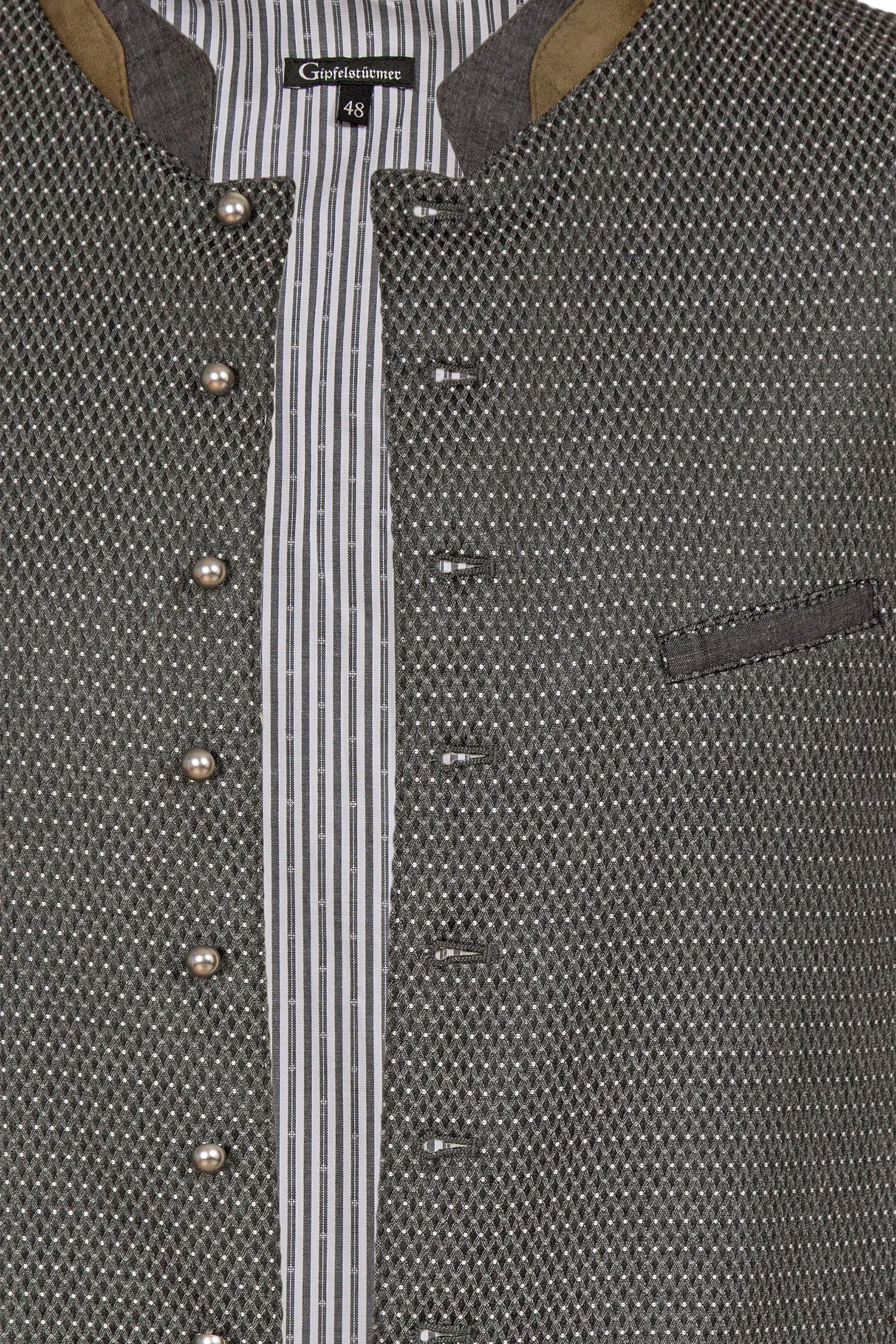 stretch-trachtenweste-grau-1345-0169-gr5-20-08d-3377-b Herren Trachtenweste in dunkelgrau mit Stretch Detail