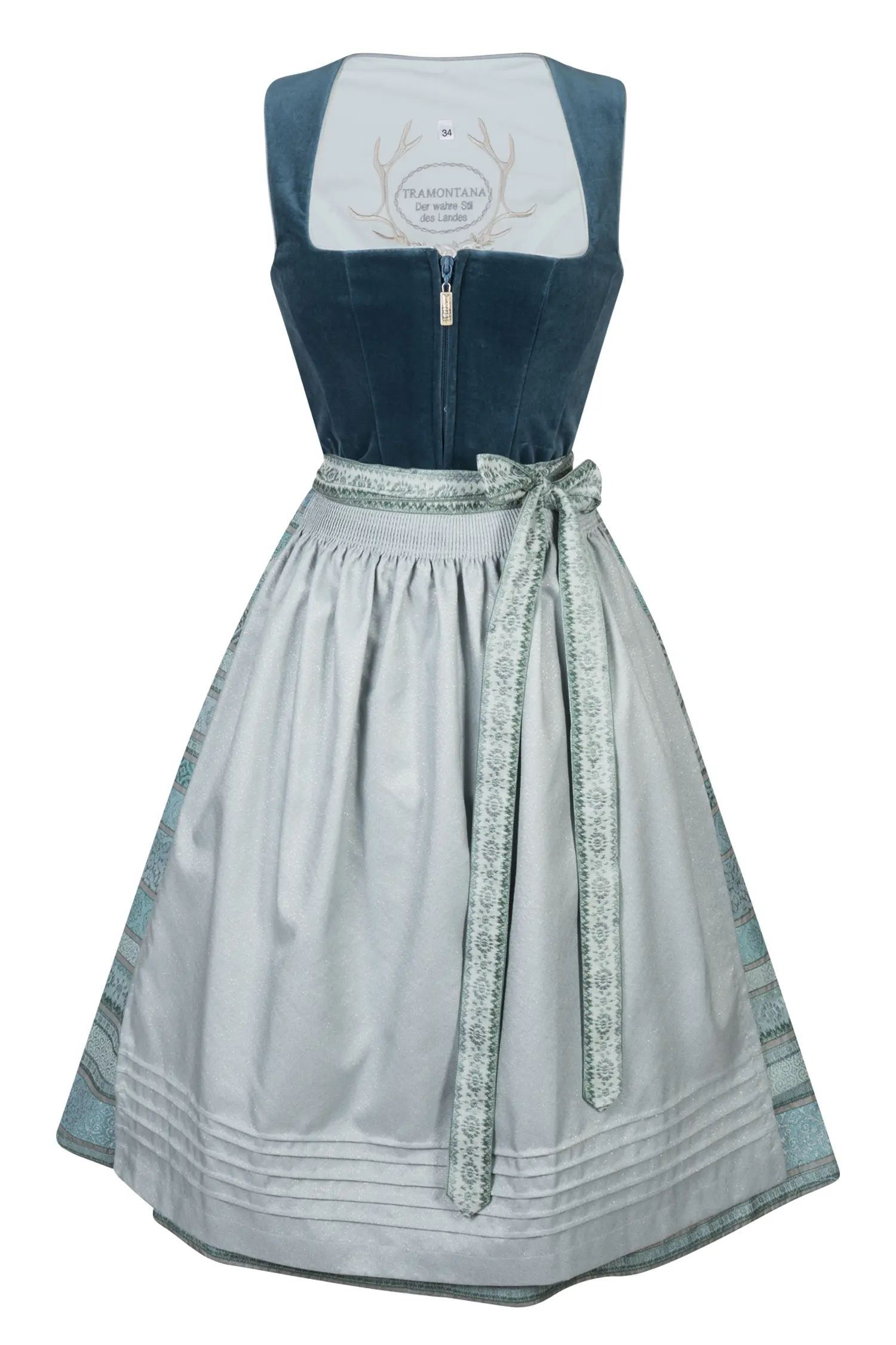 Samtdirndl in türkis mit Glitzerschürze