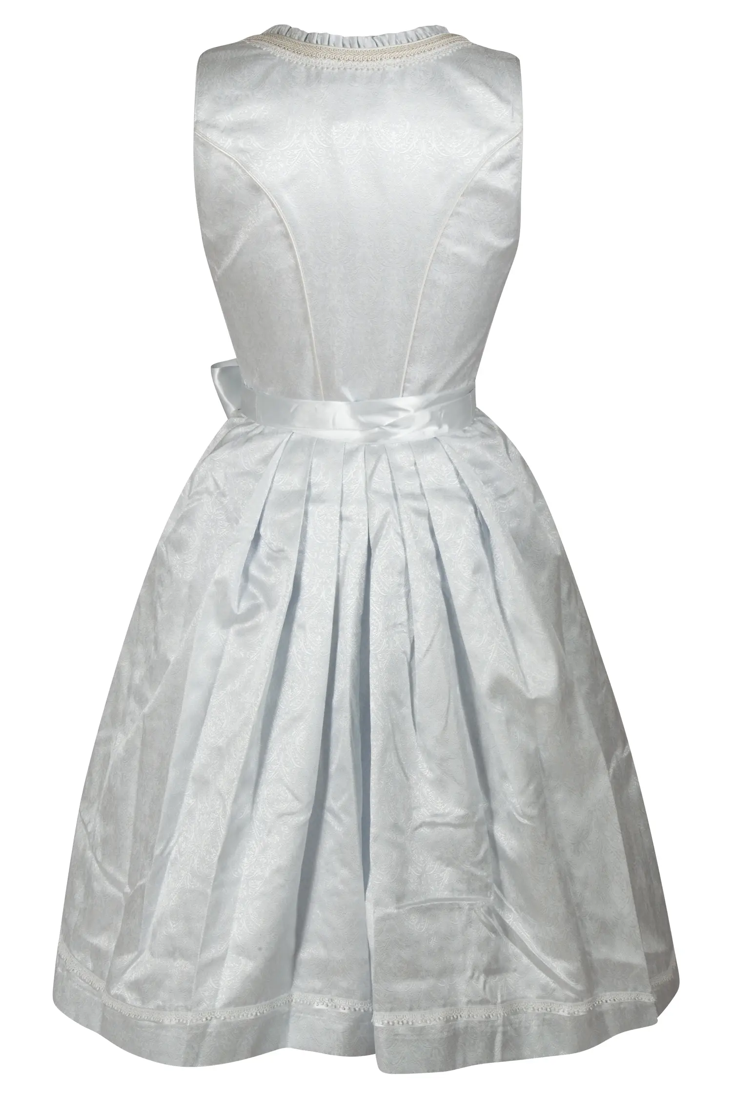 3067-1450-BL2-23-04g6062 Dirndl Sunny in hellblau mit Glitzerschürze, Strass und Perlen 60 cm - Rückansicht