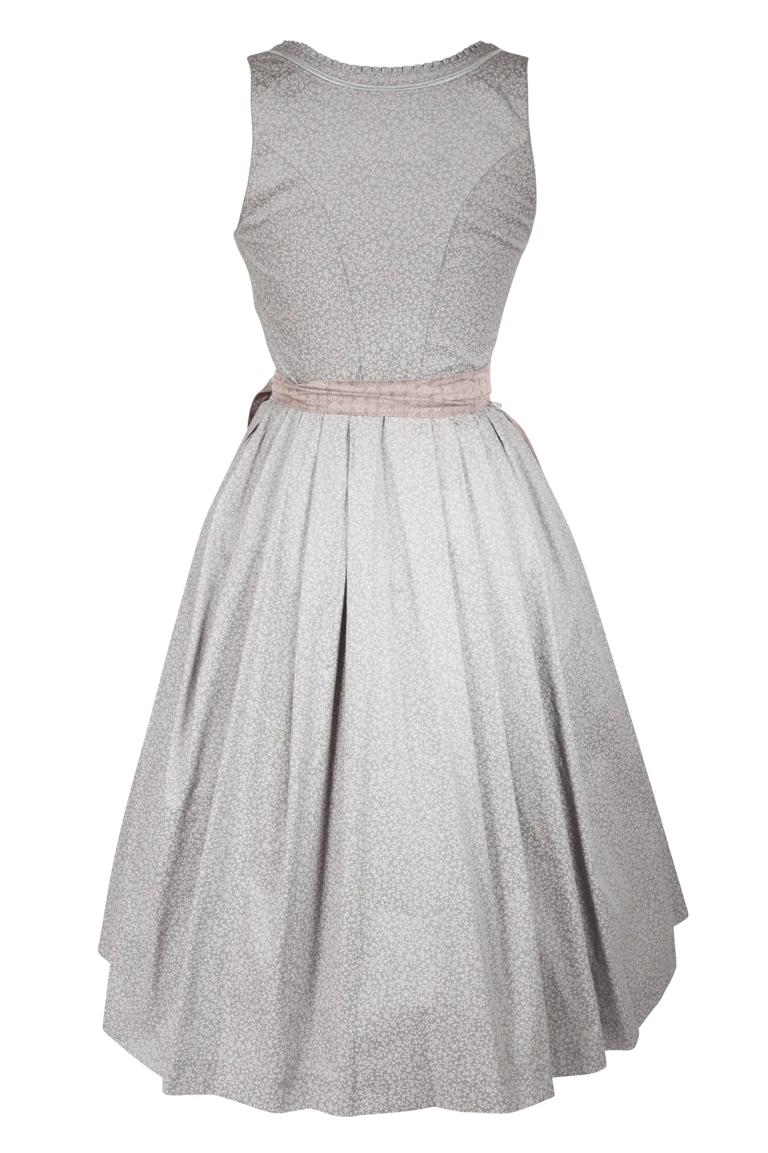 Dirndl in elegantem Grau mit Rosa - Rückansicht
