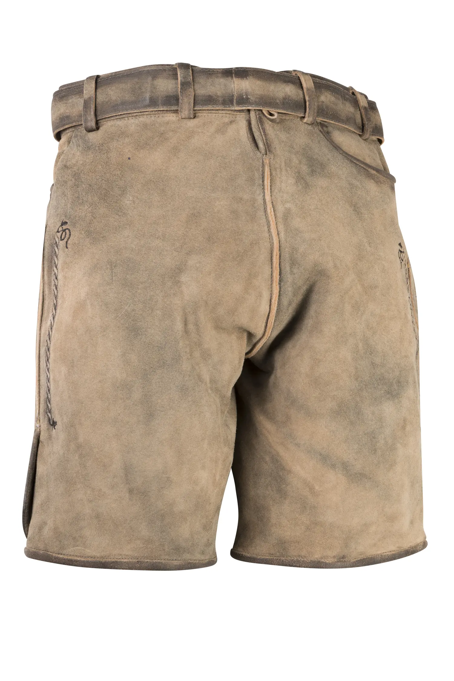 1602-0423-4sw-23-09-0402918 Kurze Lederhose Mittelberg in hellbraun - Rückansicht