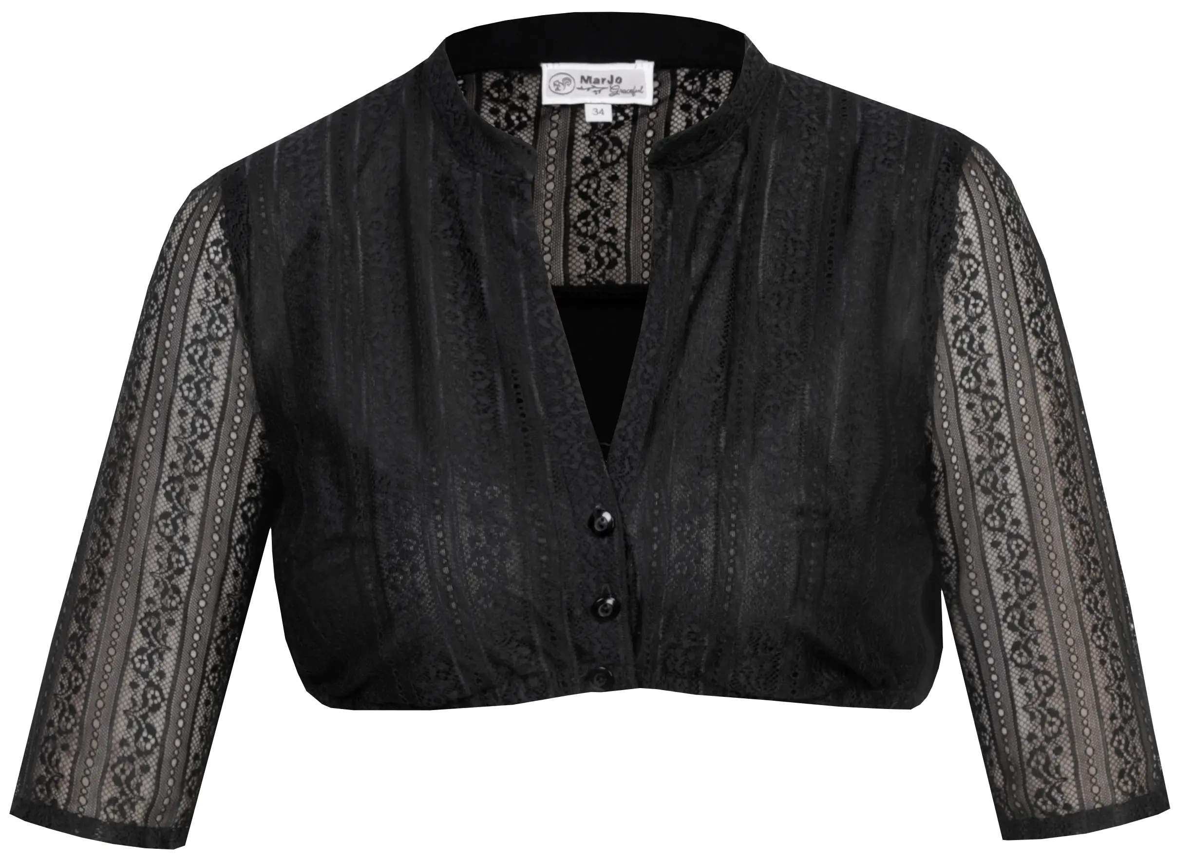 Dirndlbluse Ilse-Linda schwarz mit V-Ausschnitt