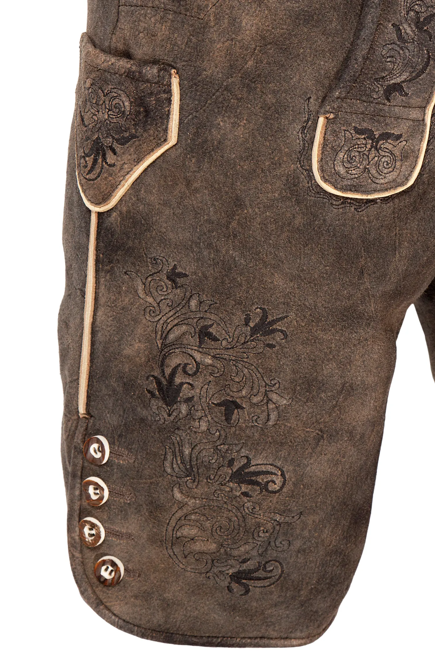 lederhose-tracht-schwarzbraun-1603-1007-4sw-20-02b-4475-c Kurze Trachten Lederhose in schwarzbraun Bein