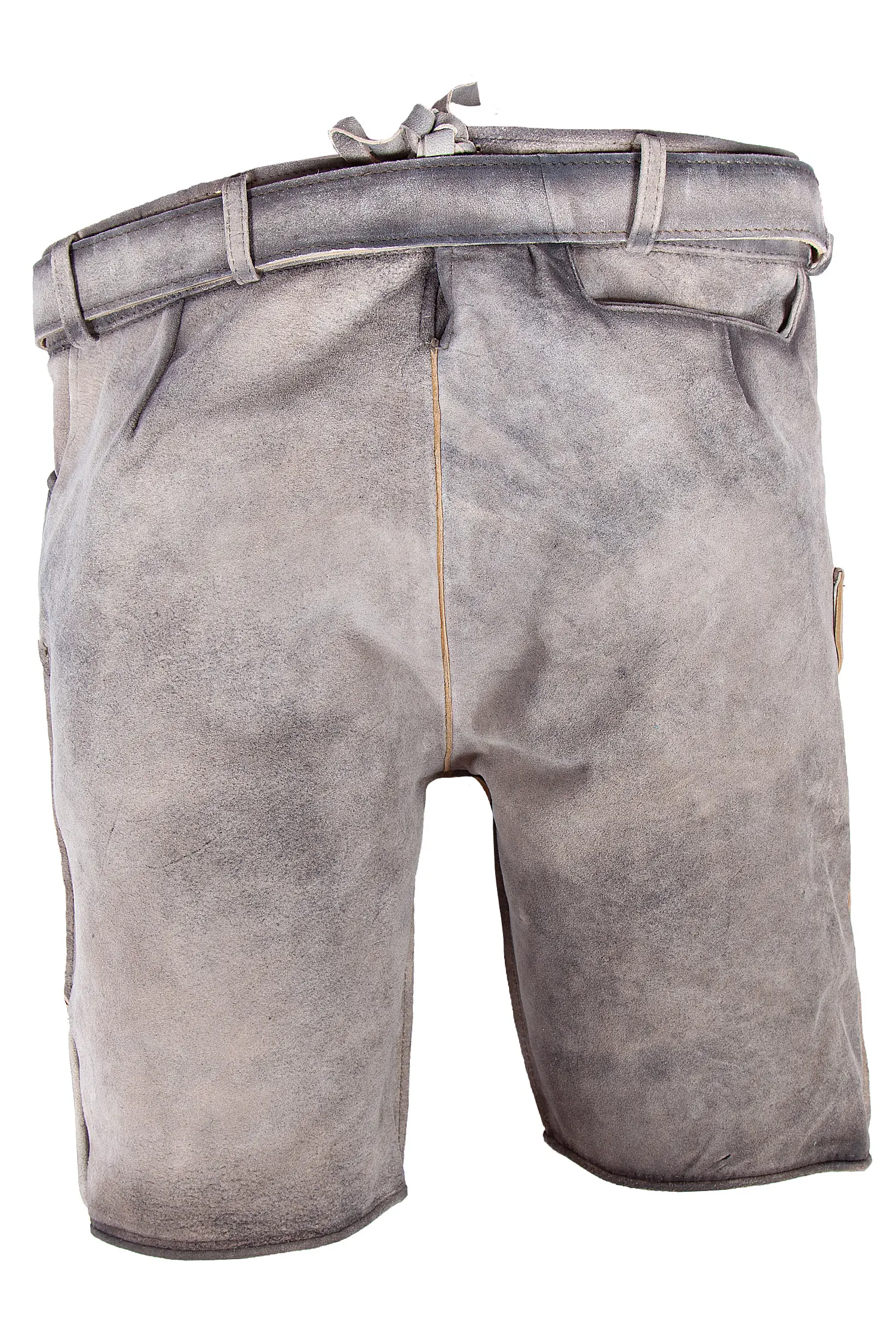 Lederhose Oliver kurz in grau - Rückseite