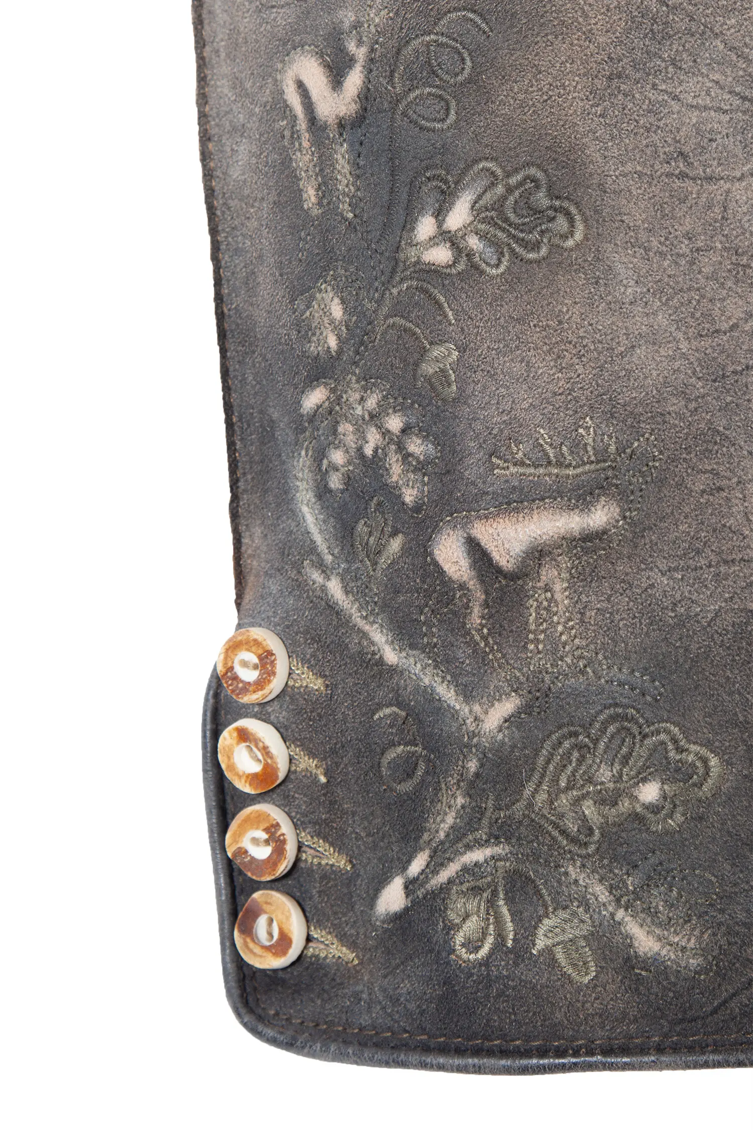 Kurze Lederhose Romano in torf von Stockerpoint - Detail Bein