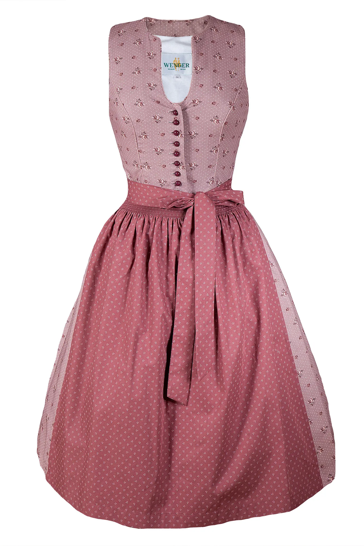 3091-1518-ro6-23-04c-5763a Dirndl Manuela von Wenger in rosenholz / beere im Romantik-Look