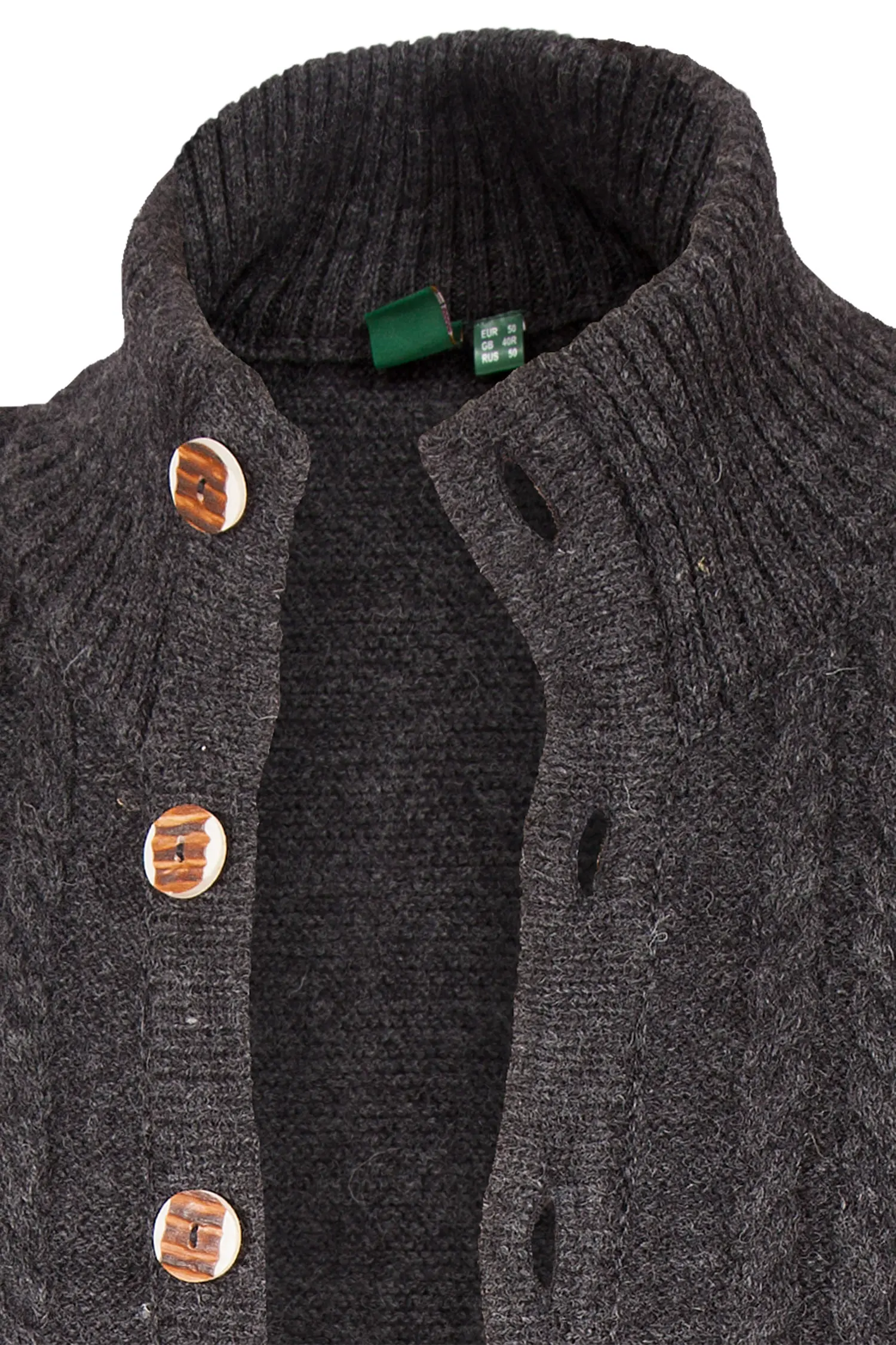 Herren Trachten Strickjacke in anthrazit Kragen