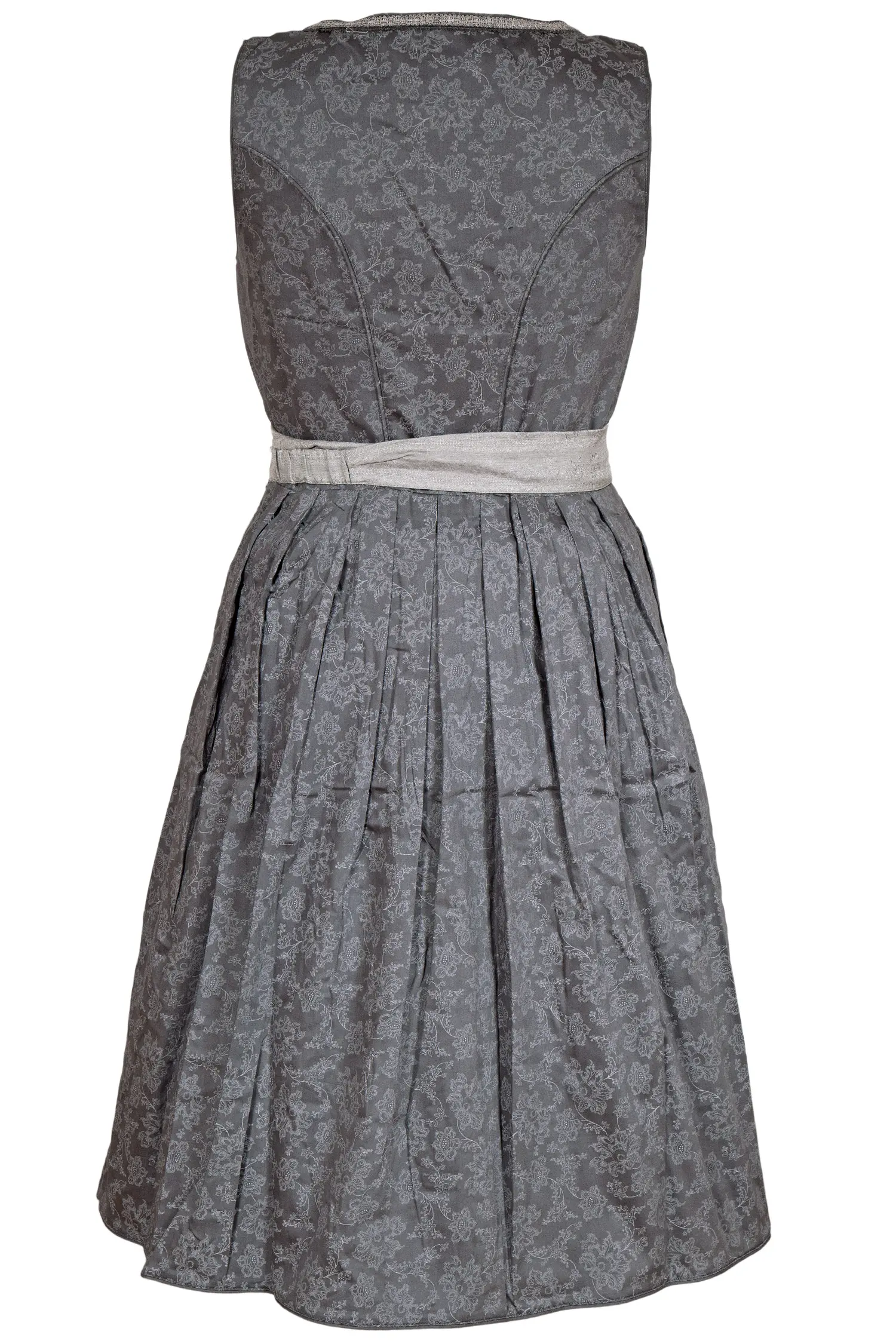 Midi Dirndl in grau anthrazit mit Schnürung XXL hinten