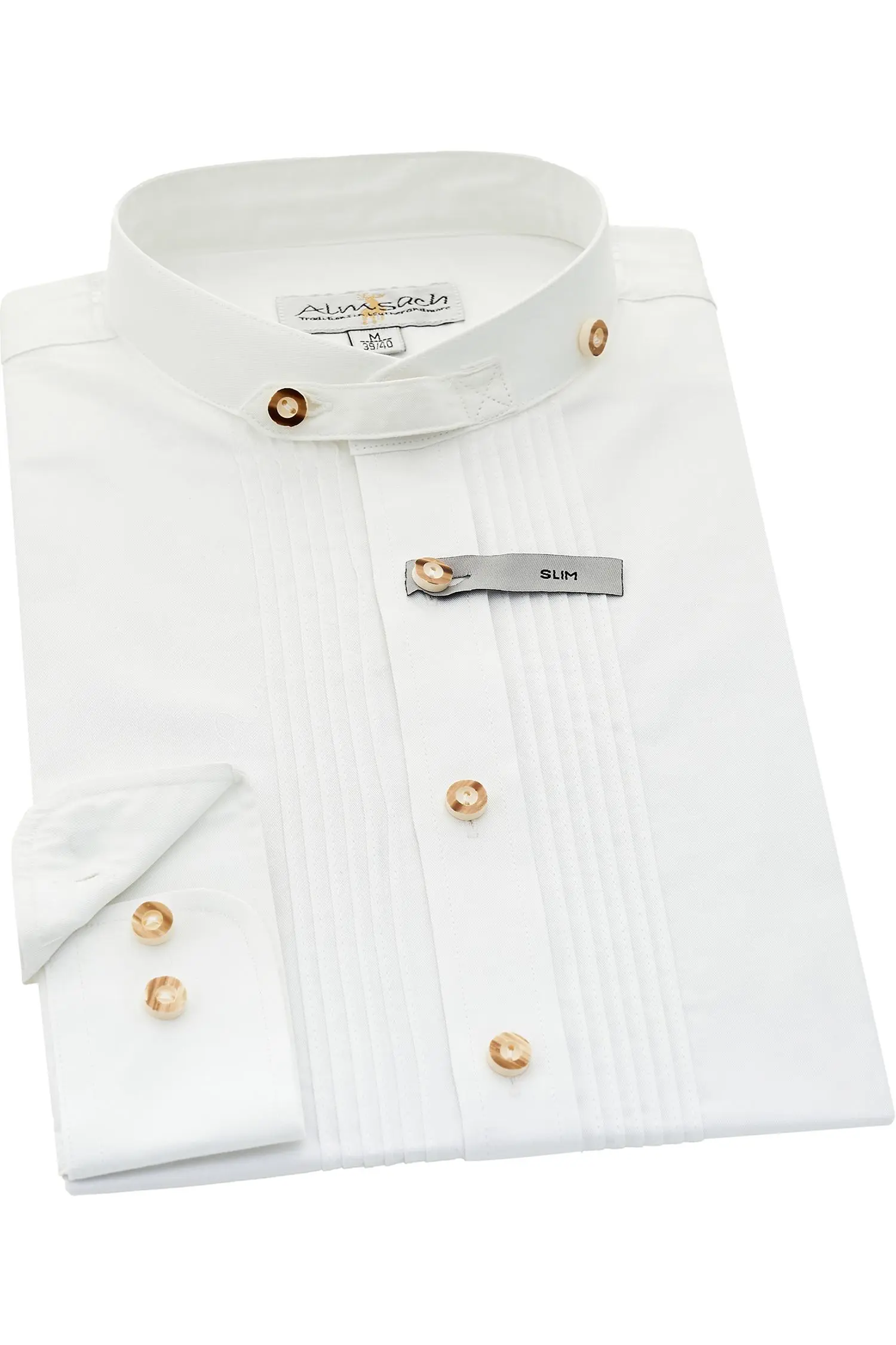 Almsach Hemd in Weiß mit Biesen