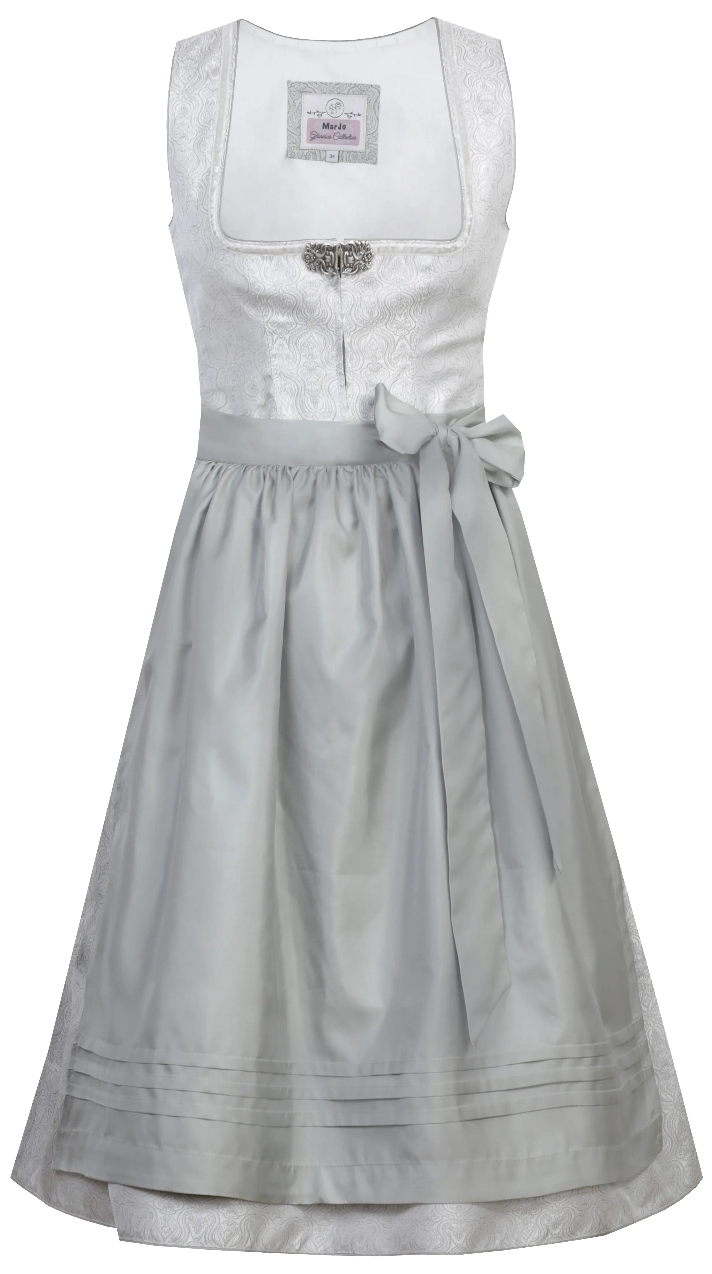 3097-1753-gn2-01 Dirndl Alma in silberfarben / mint mit Schließe