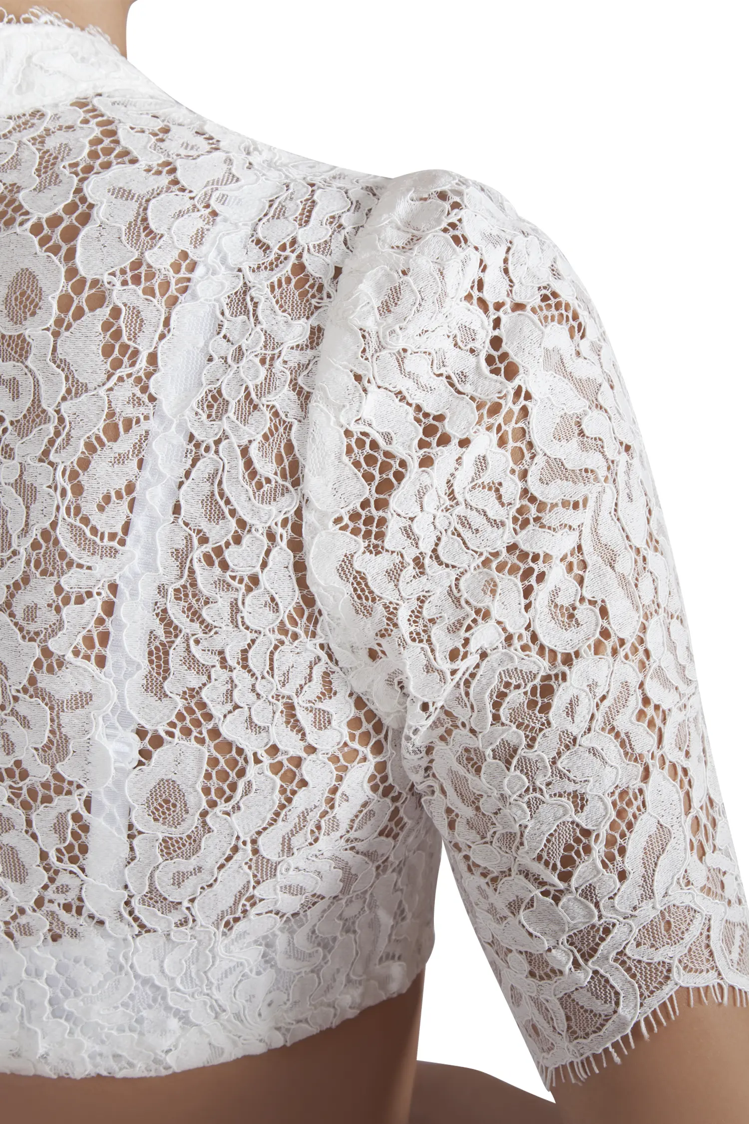 Dirndlbluse Mellingen in creme mit V-Ausschnitt - Detail Ärmel