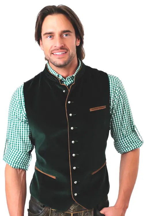Trachtenweste Herren in tannengrün Samt 5