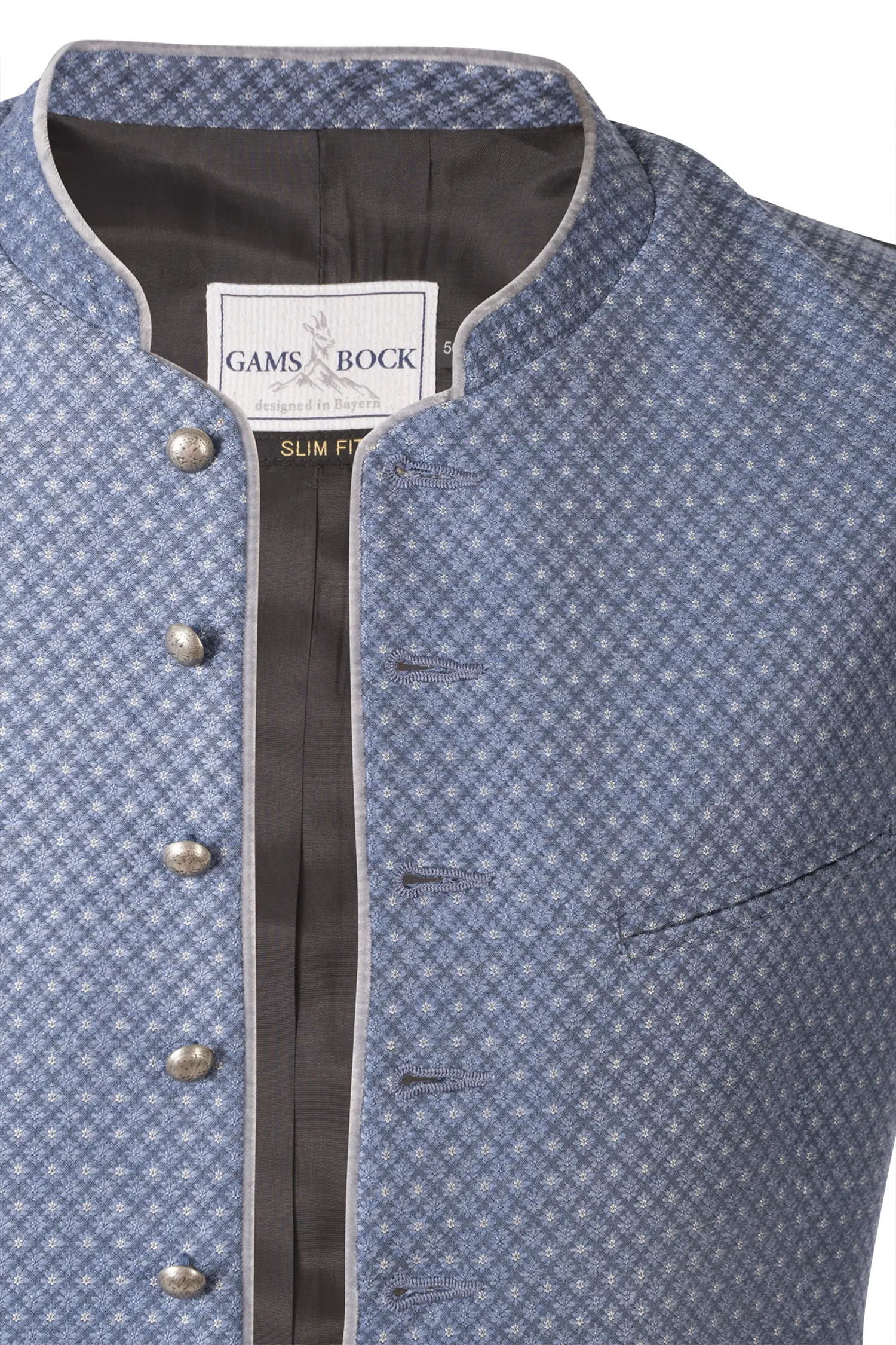 Trachtenweste Robert in blau / schwarz - Detail