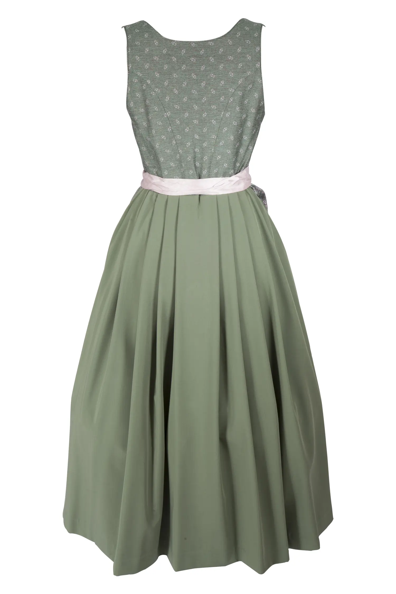 Dirndl Kamilla in lindgrün / rosa - Rückansicht