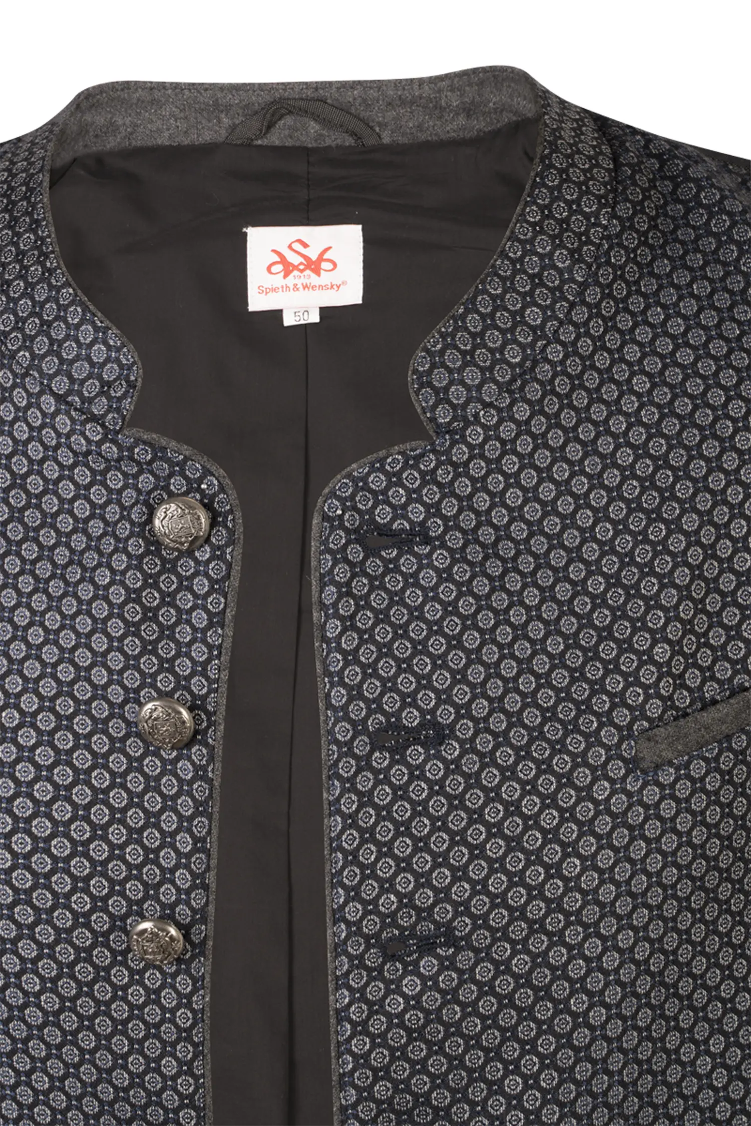 Trachtenweste Bruno in dunkelblau - Detail