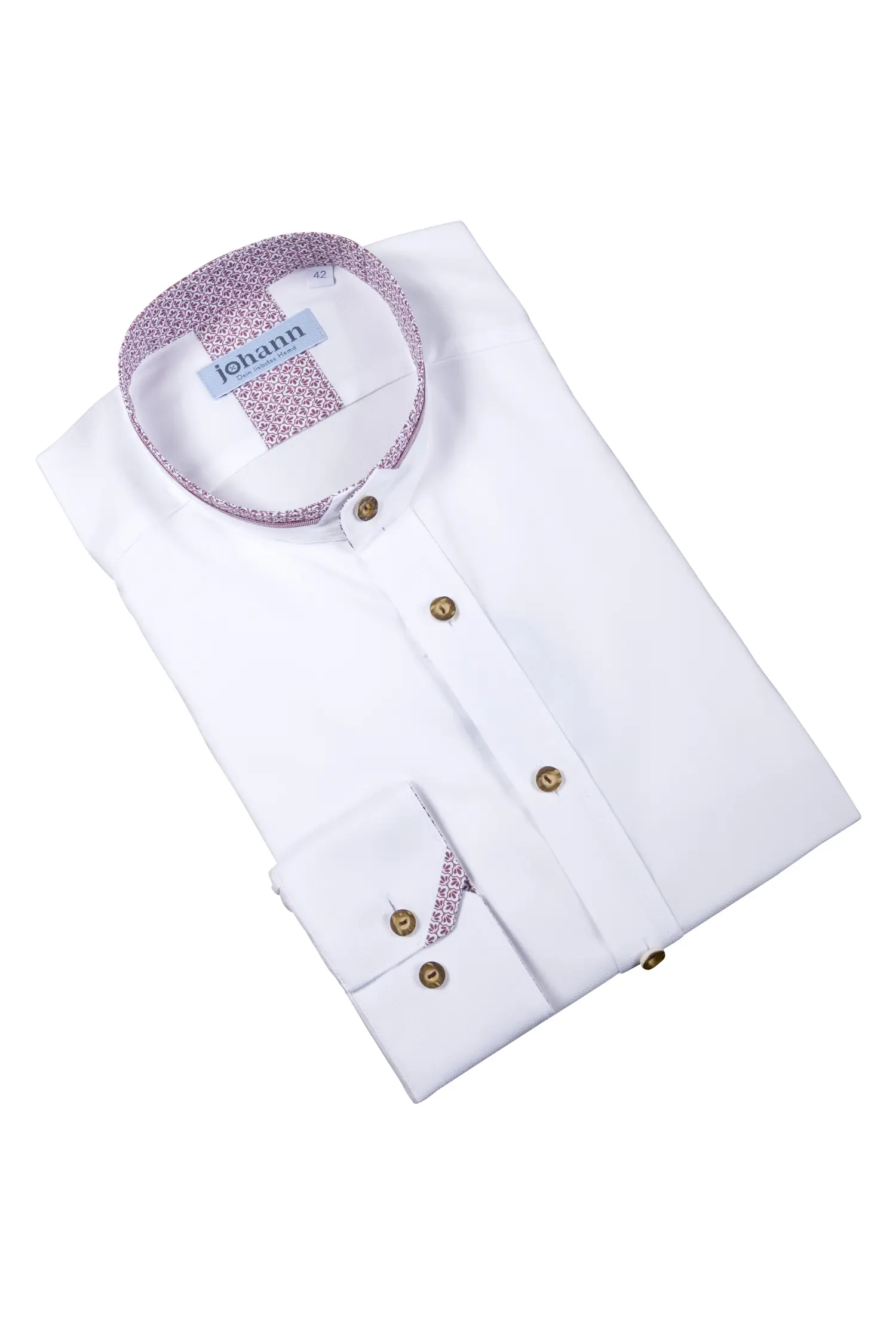 Oxford Trachtenhemd weiß mit bordeaux