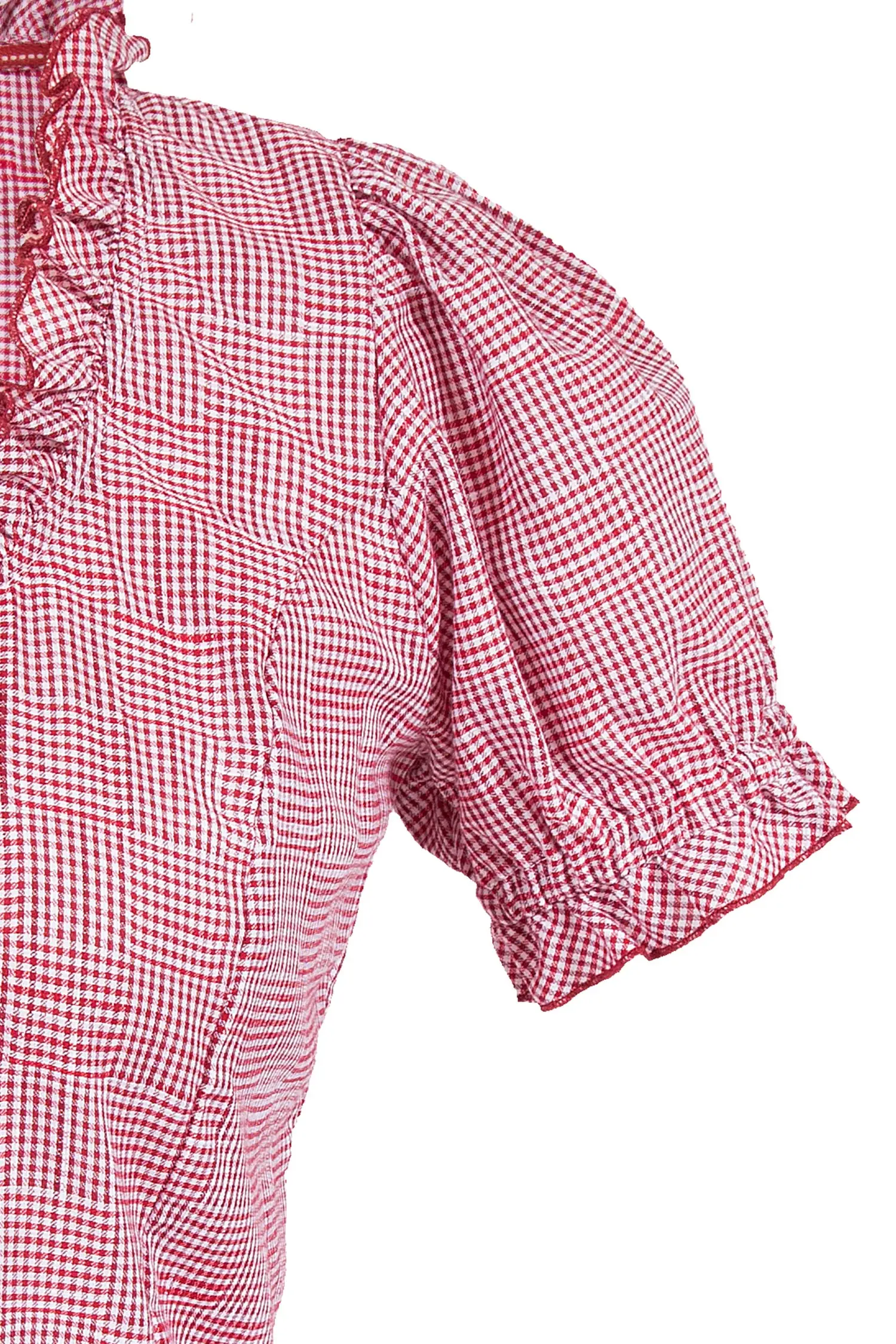 Trachtenbluse XXL in rot weiß kariert Arm