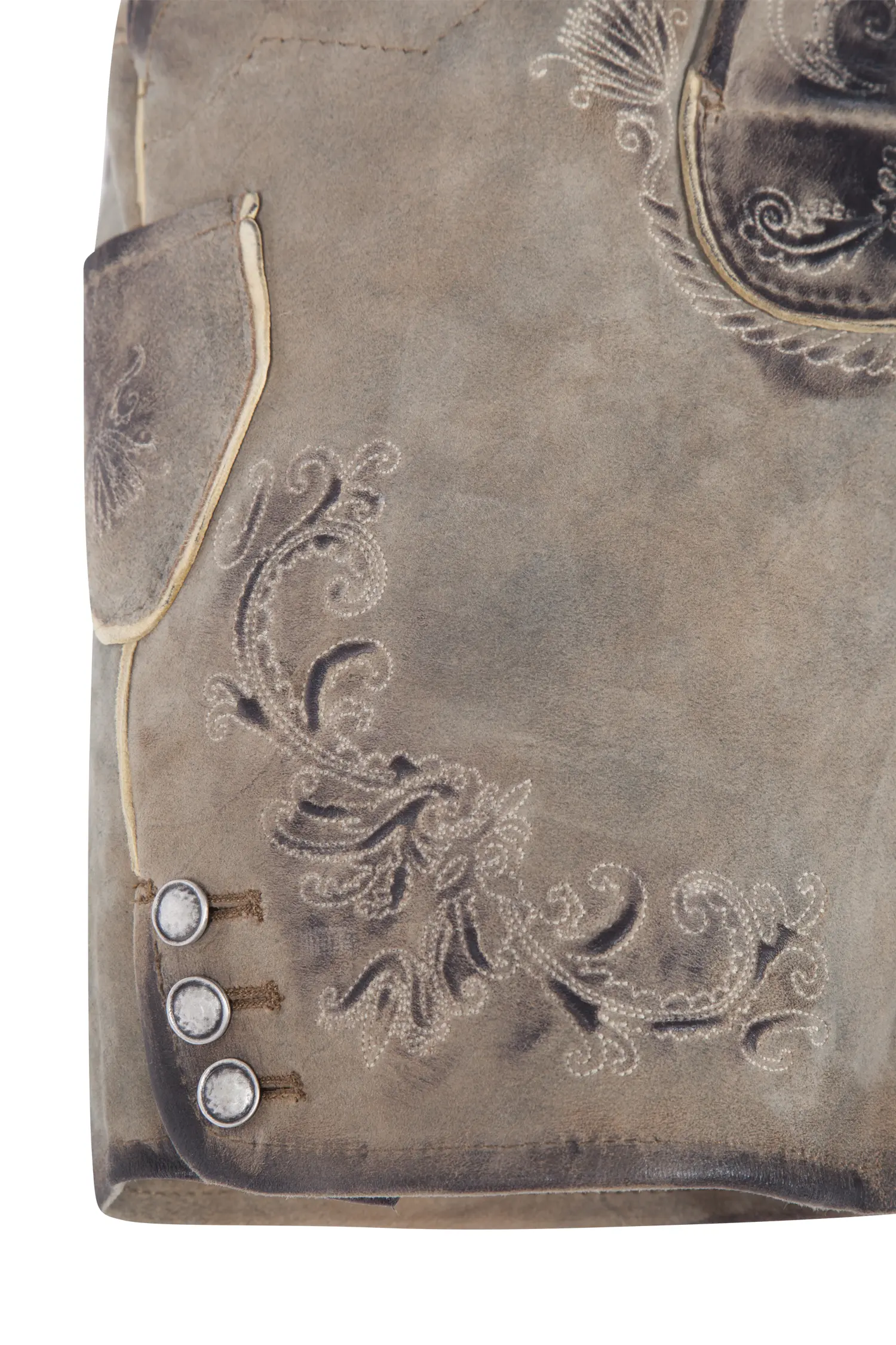 2611-1116-4be-23-07b-1212SeLD39nHzf7su Kurze Damen Lederhose Griessee in ziller - Detail Bein