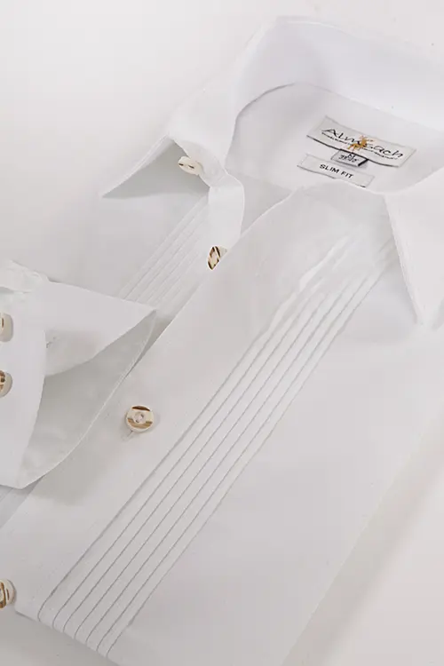 Trachtenhemd weiß Biesen Hornknöpfe 2